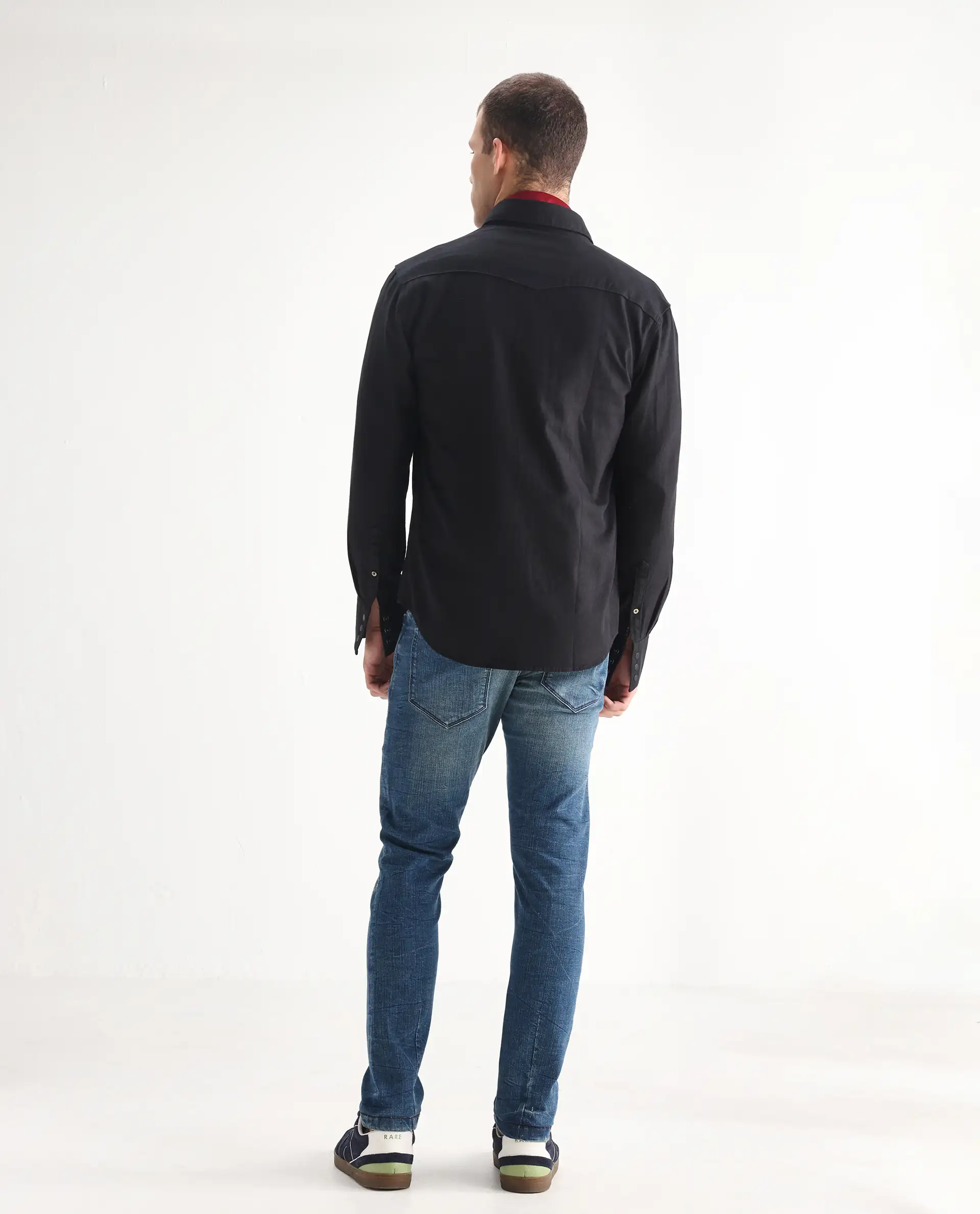 Rare Rabbit Men's Sator Light Blue Cotton Plain Hawk Slim Fit Jeans - Image 9