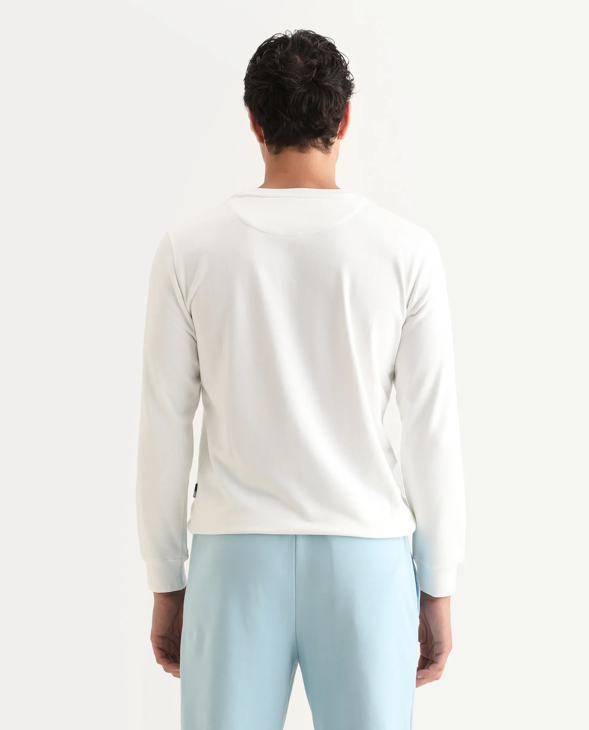 Rare Rabbit Men's Saul White Cotton Graphic Print Relaxed Fit Full Sleeve Crew Neck Sweatshirt - Image 7