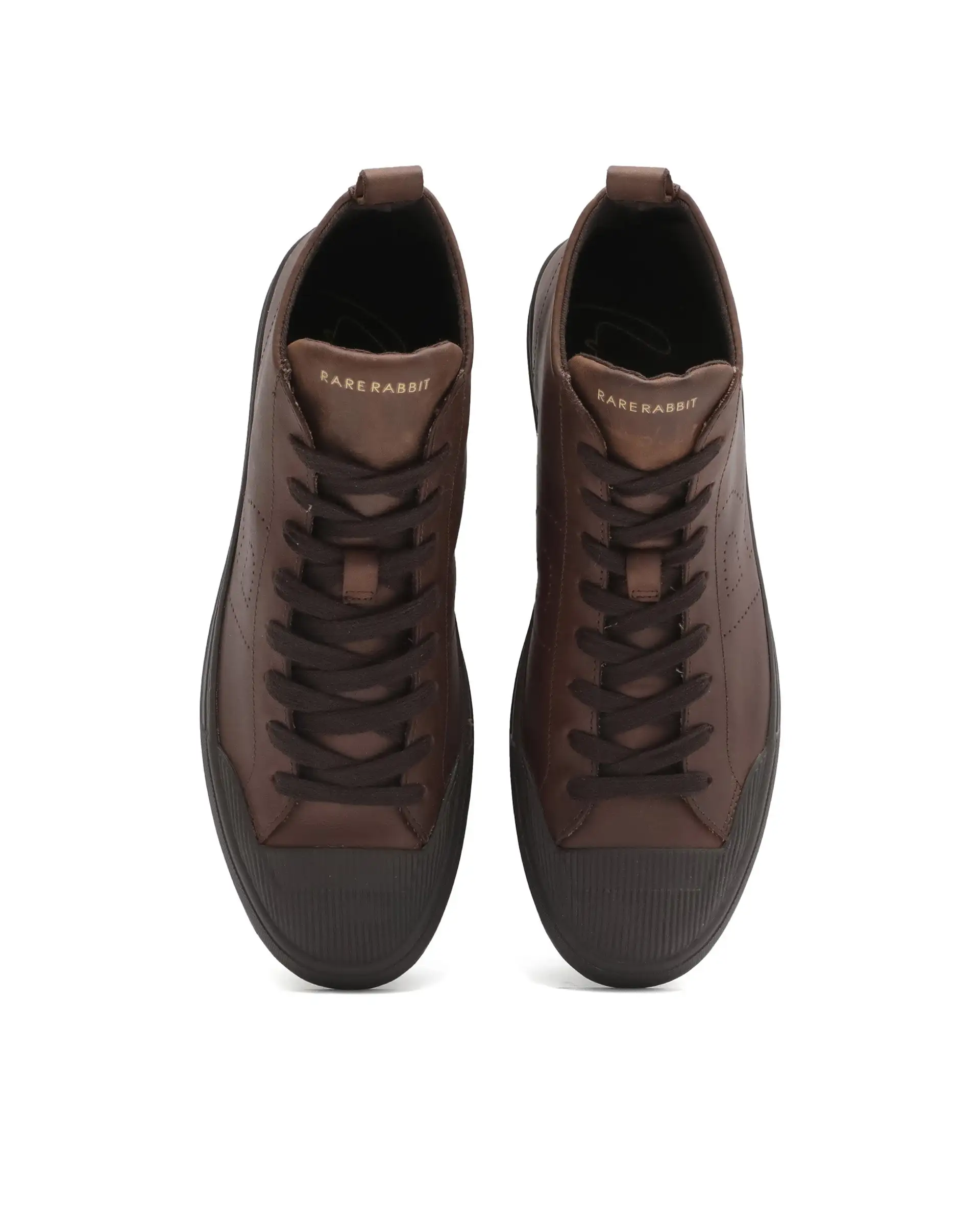Rare Rabbit Men's Sauroil Hi Pro Brown High Top Lace Up Premium Oil Pull-Up Leather Sneaker - Image 4