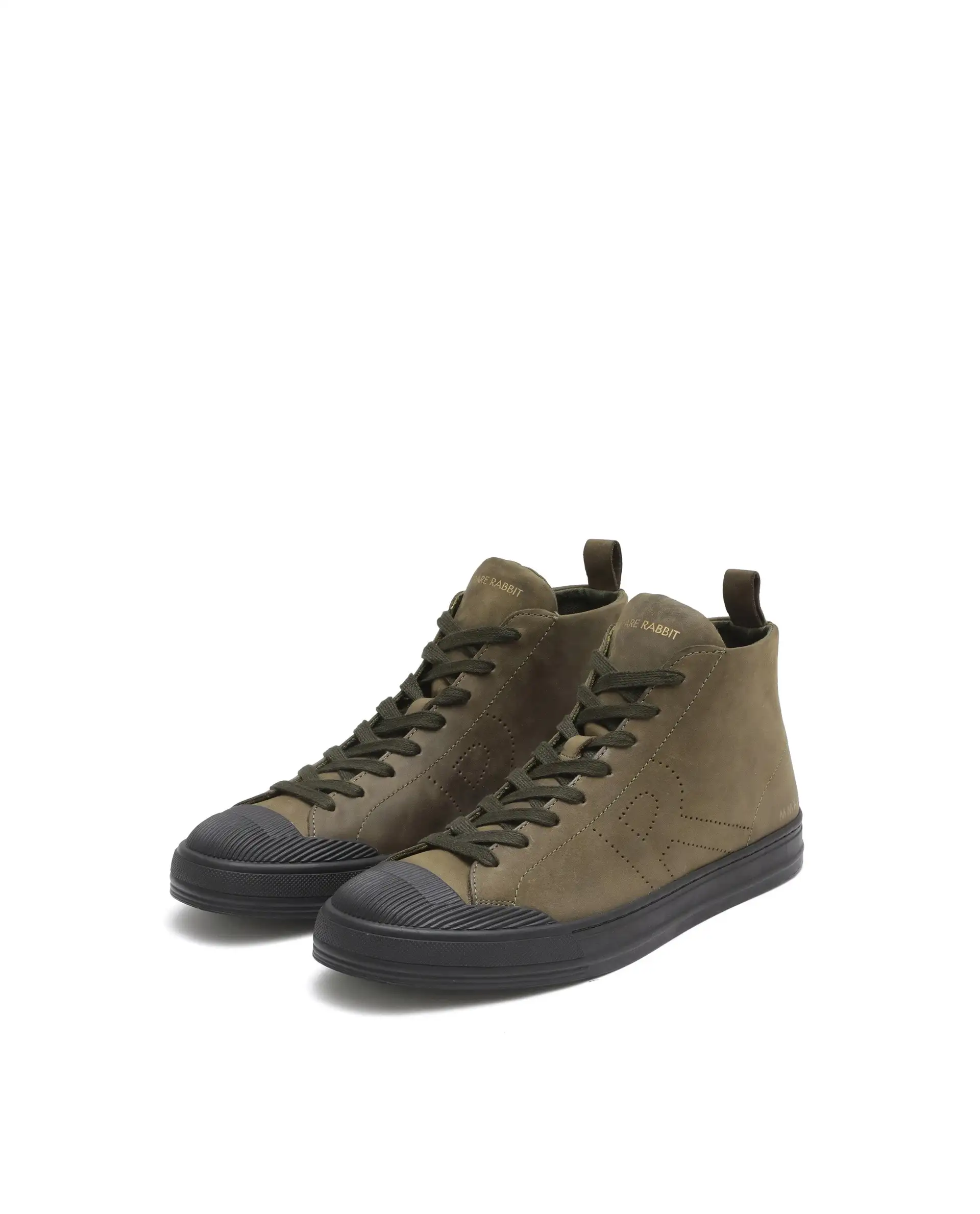 Rare Rabbit Men's Sauroil Hi Pro Military Green High-Top Lace Up Premium Oil Pull-Up Leather Sneaker - Image 3