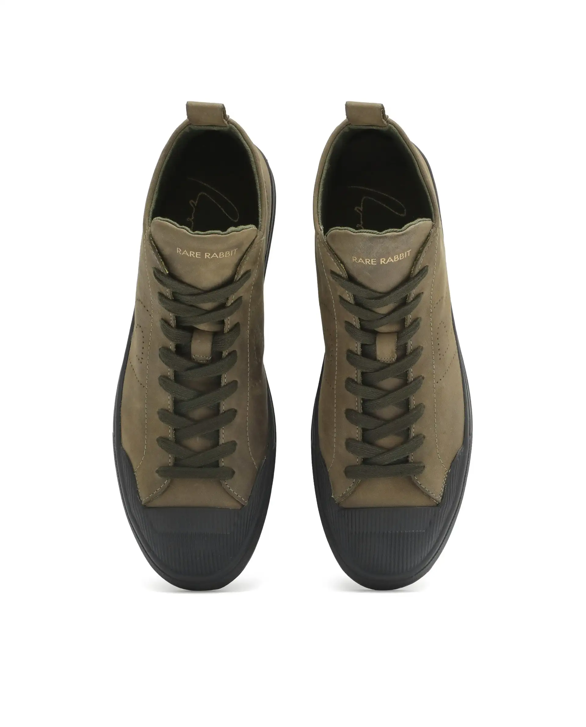 Rare Rabbit Men's Sauroil Hi Pro Military Green High-Top Lace Up Premium Oil Pull-Up Leather Sneaker - Image 4