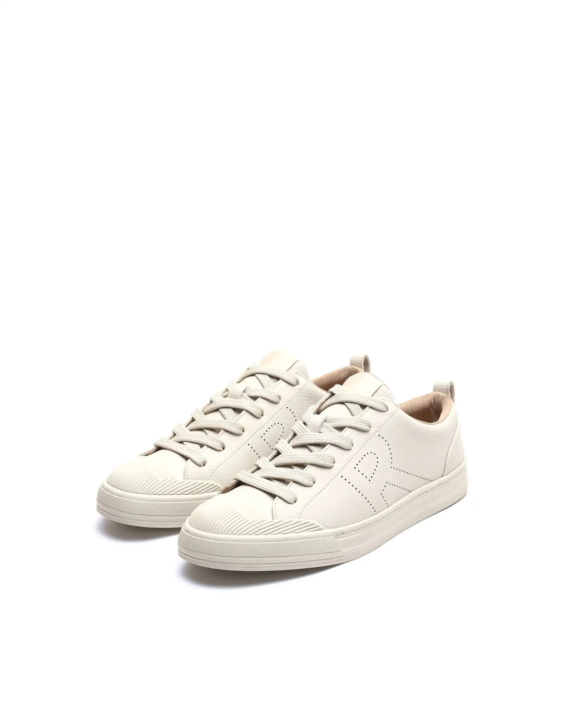 Rare Rabbit Men's Sauron 25 Light Beige Micro Leather Sneaker - Image 3