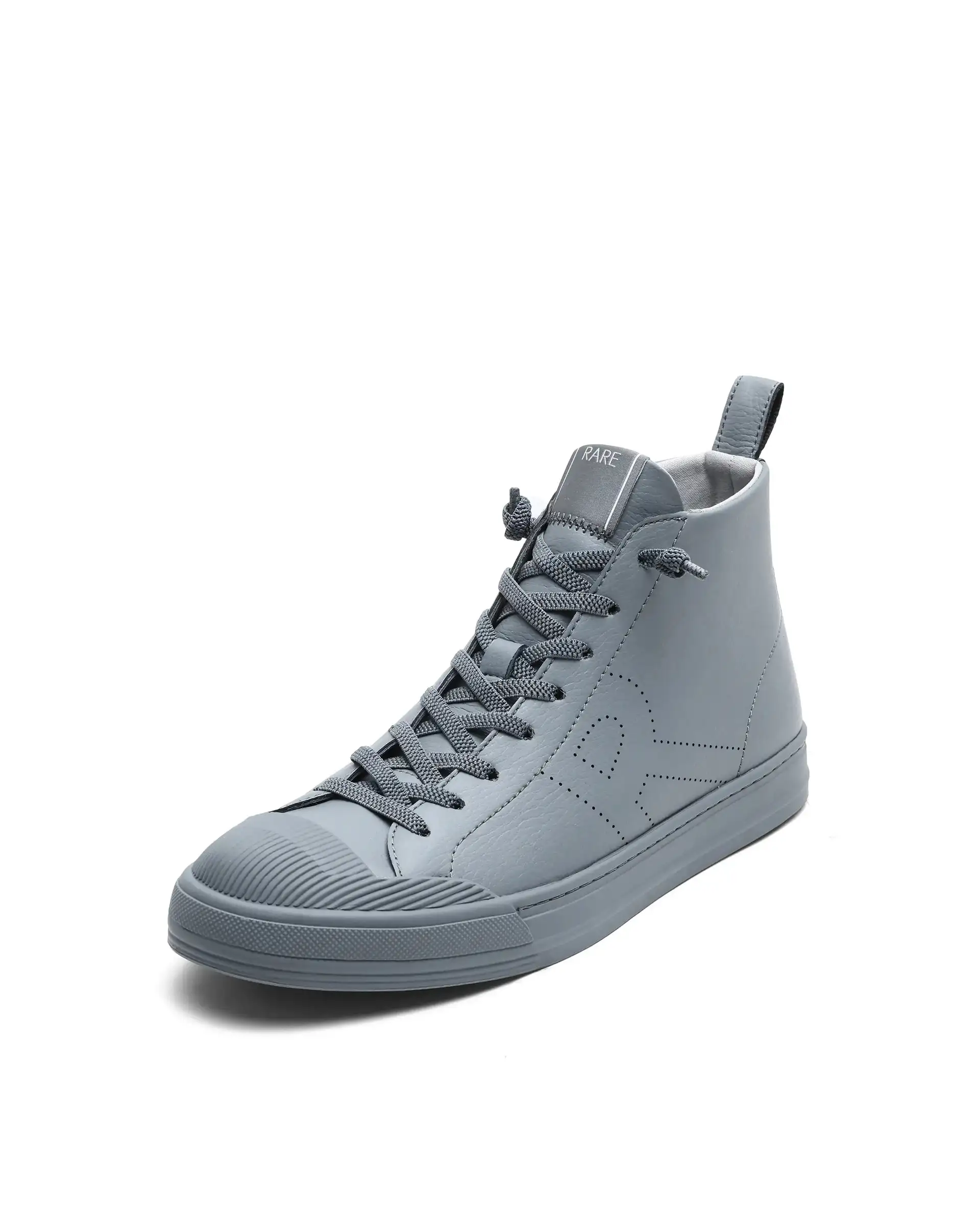 Rare Rabbit Men's Sauron Hi 25 Dark Grey Micro Leather Sneaker - Image 4