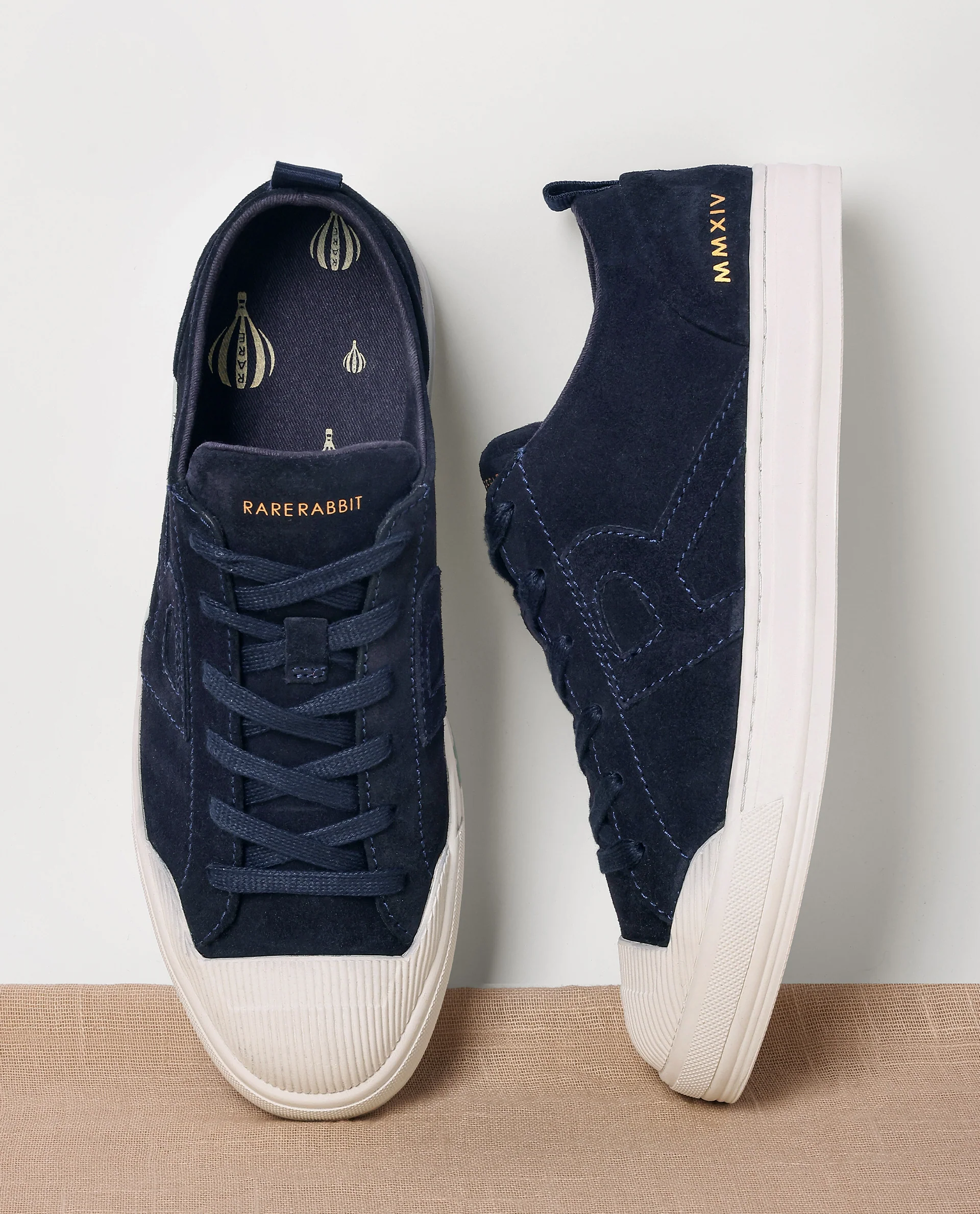 Rare Rabbit Mens Sauron Navy Round Toe Premium Suede Lace Up Low Top Sneaker Shoes - Image 2