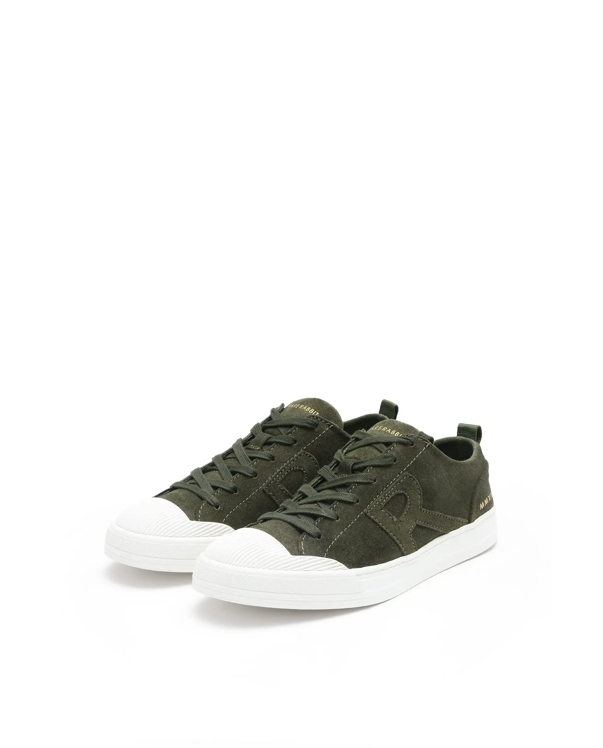 Rare Rabbit Mens Sauron Olive Round Toe Premium Suede Lace Up Low Top Sneaker Shoes - Image 3