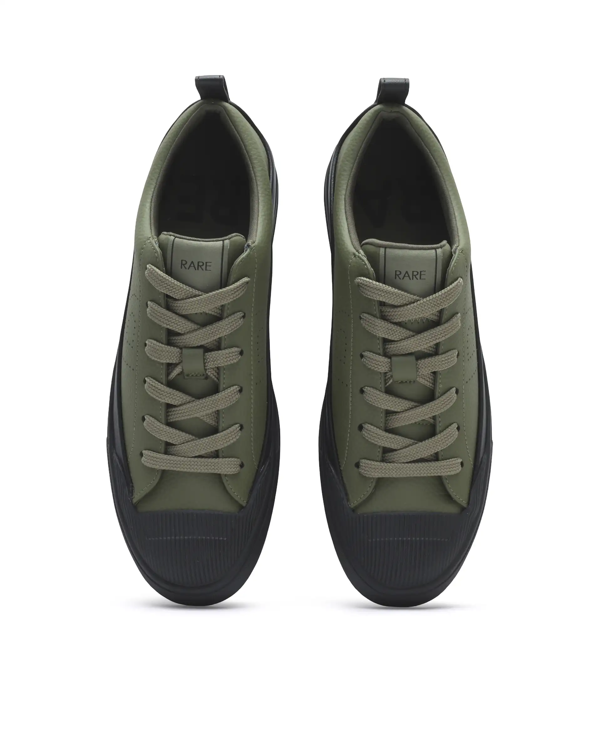 Rare Rabbit Men's Sauron Wave 24 Dark Olive Micro Leather Sneaker - Image 2