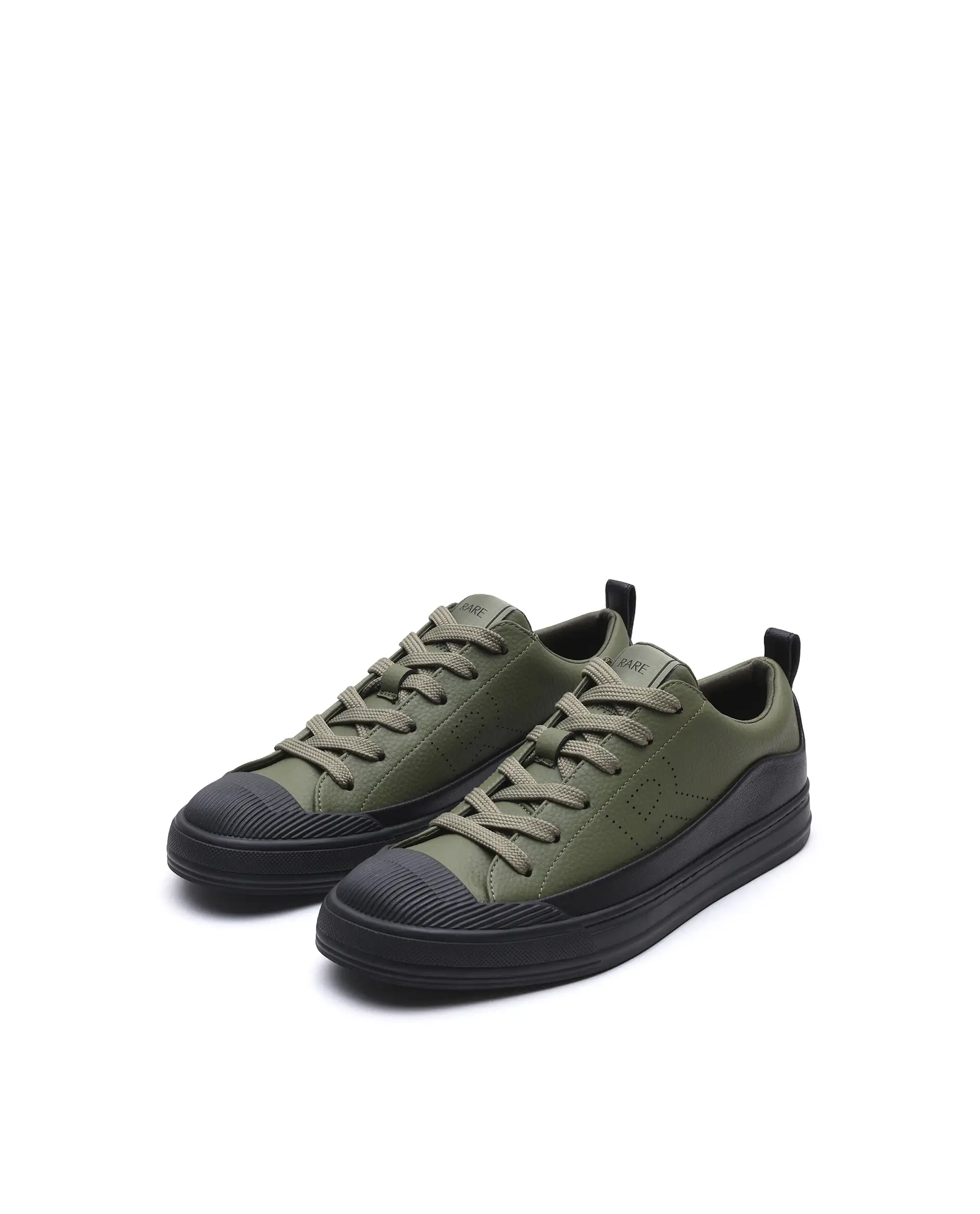 Rare Rabbit Men's Sauron Wave 24 Dark Olive Micro Leather Sneaker - Image 3