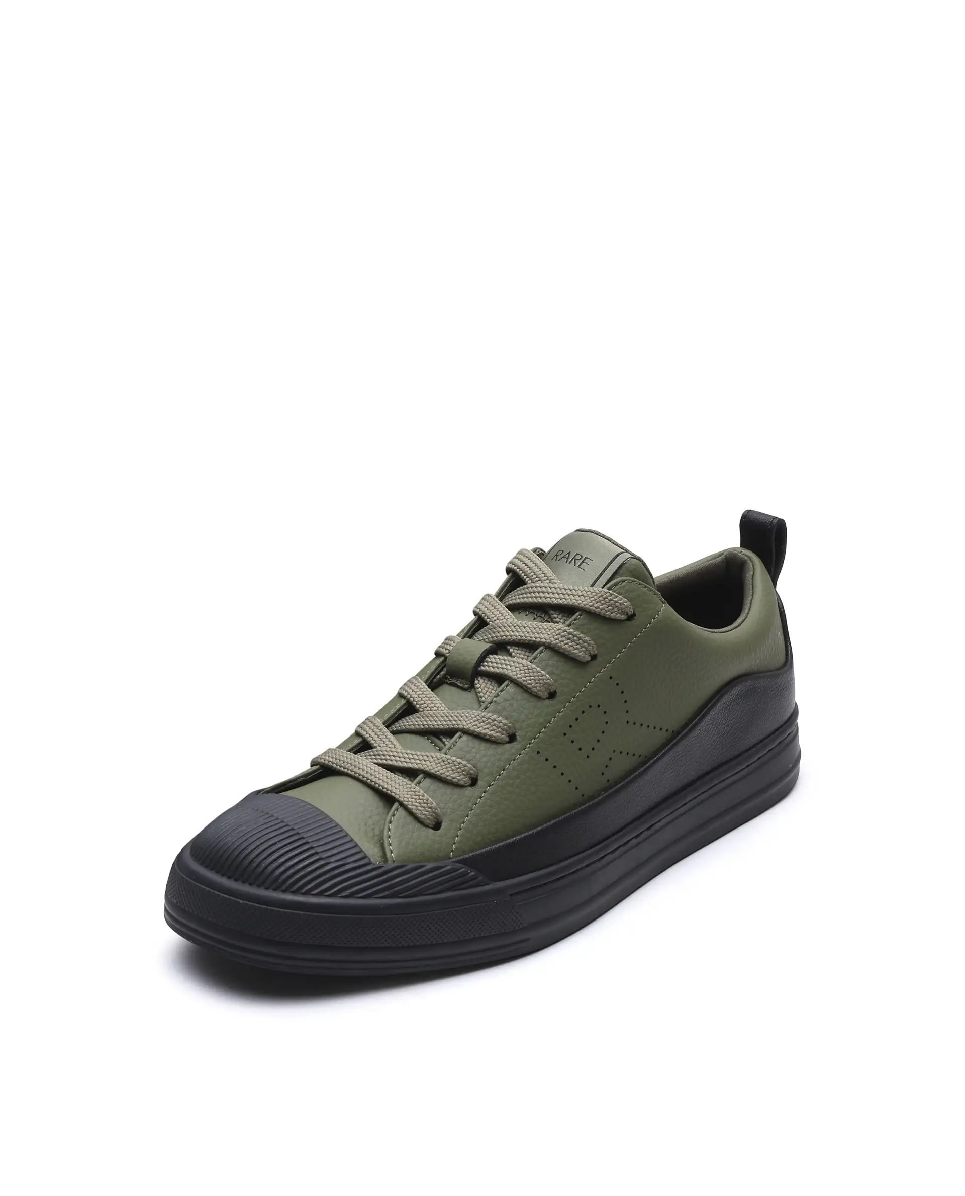 Rare Rabbit Men's Sauron Wave 24 Dark Olive Micro Leather Sneaker - Image 6