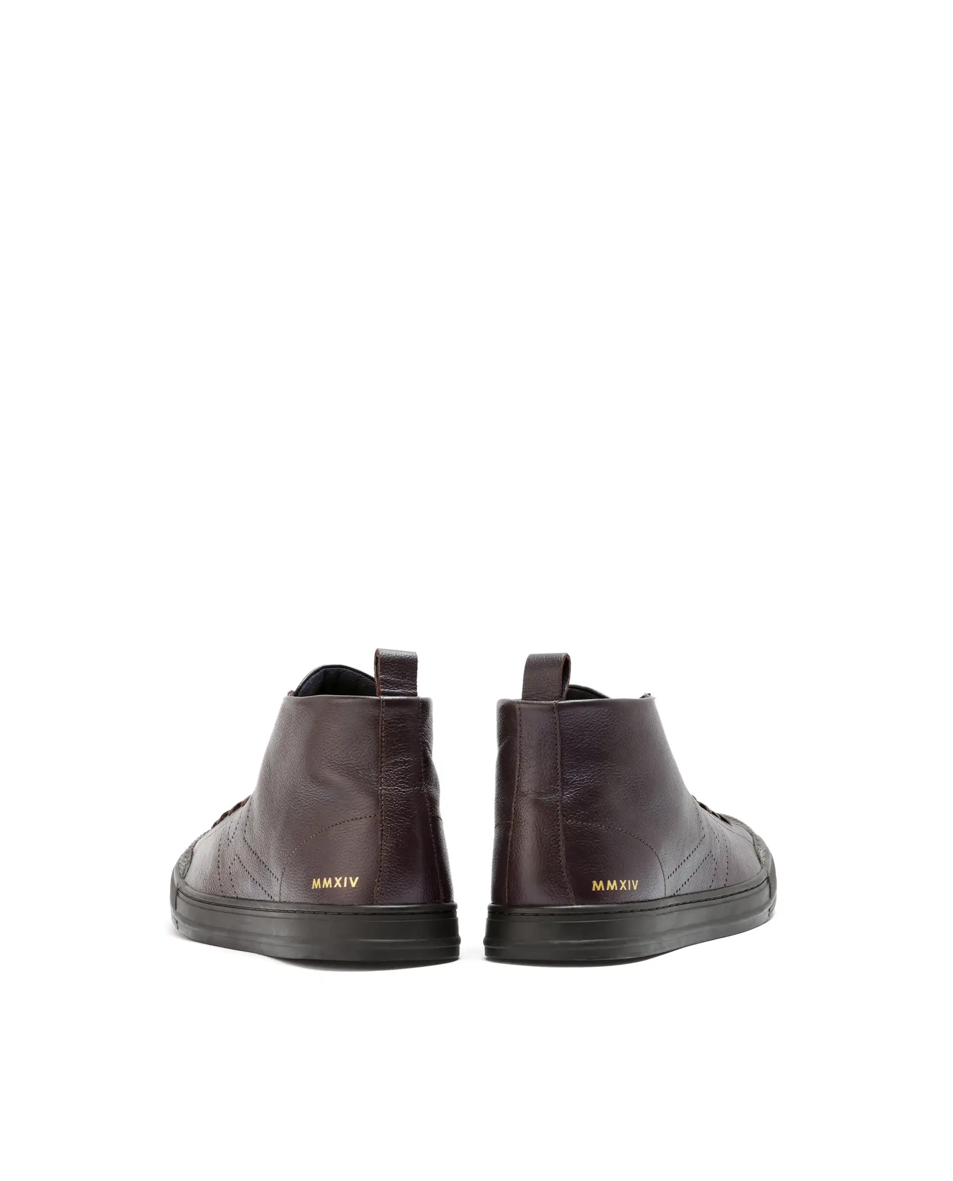 Rare Rabbit Mens Sauron Hi Pro Dark Brown Premium Milled Leather Lace Up High Top Round Toe Sneaker Shoes - Image 6