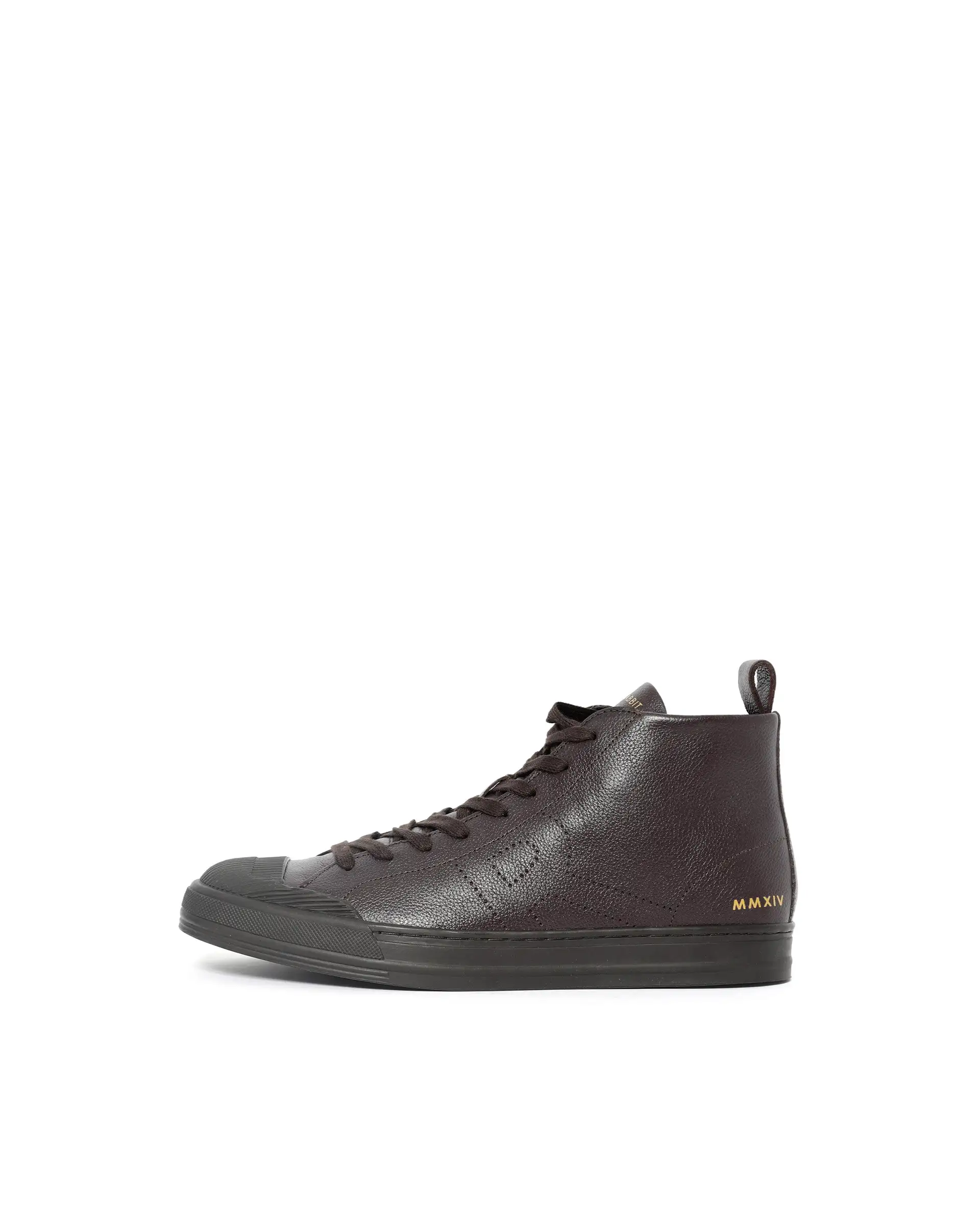 Rare Rabbit Mens Sauron Hi Pro Dark Brown Premium Milled Leather Lace Up High Top Round Toe Sneaker Shoes - Image 8