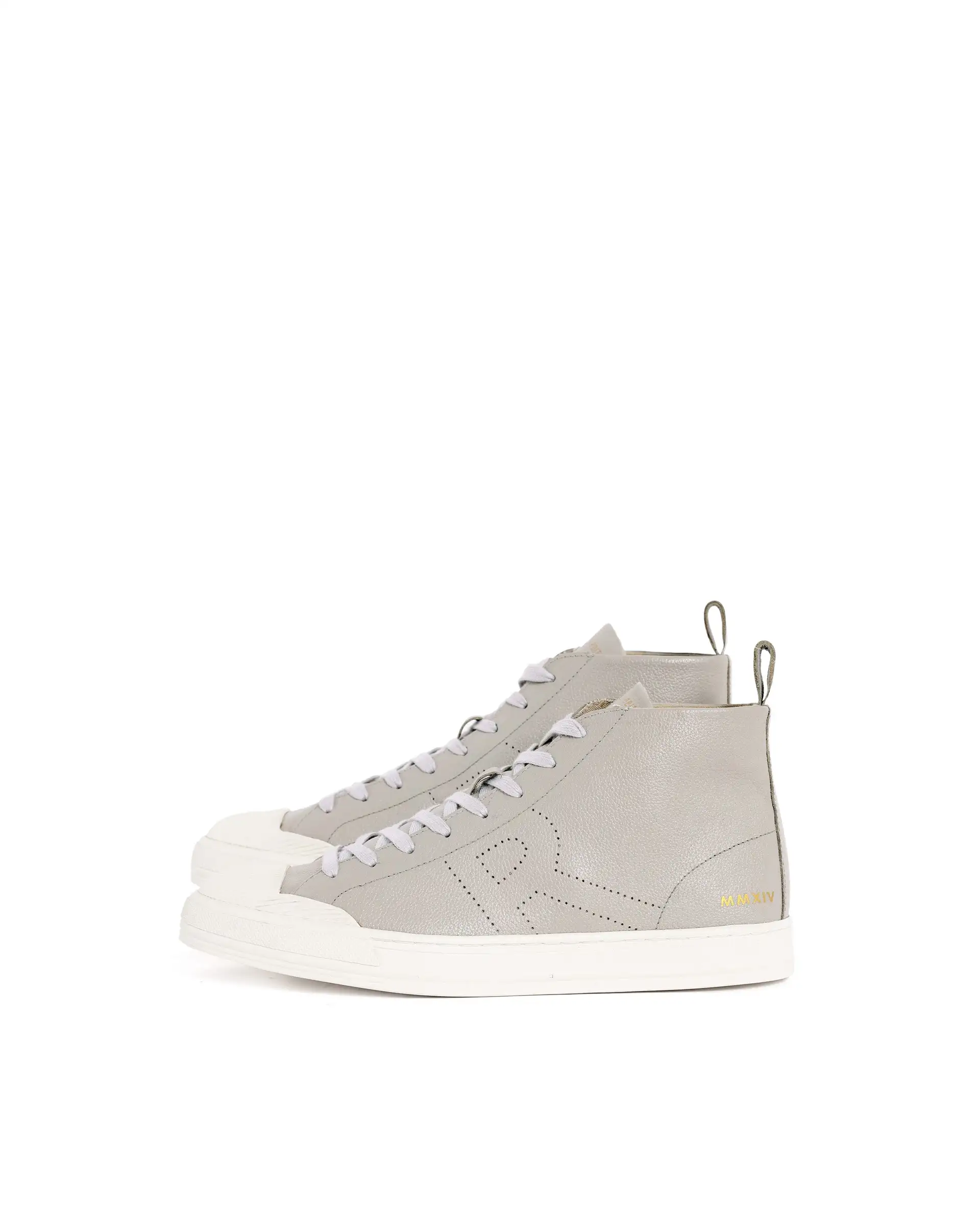 Rare Rabbit Mens Sauron Hi Pro Light Grey Premium Milled Leather Lace Up High Top Round Toe Sneaker Shoes - Image 5