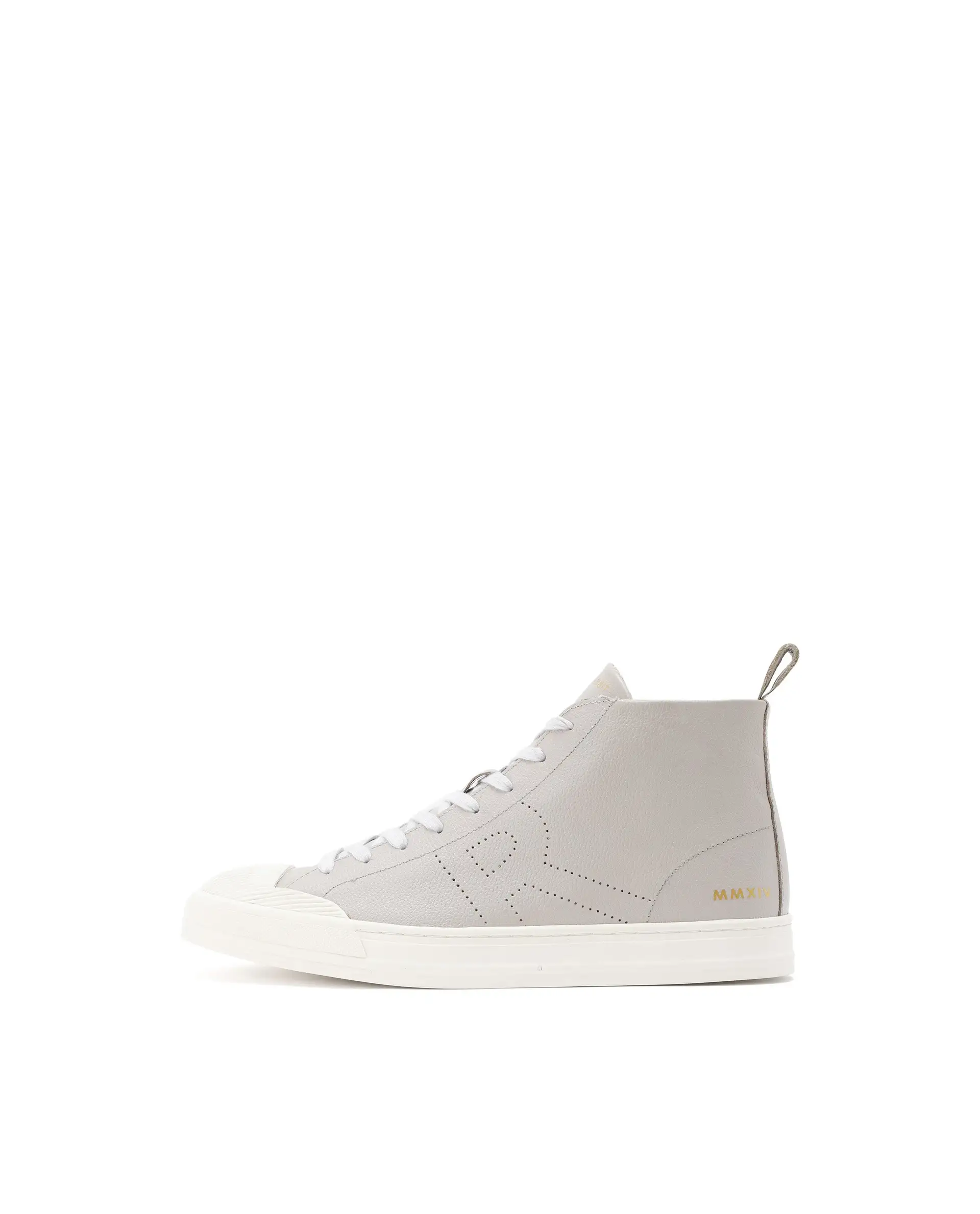 Rare Rabbit Mens Sauron Hi Pro Light Grey Premium Milled Leather Lace Up High Top Round Toe Sneaker Shoes - Image 8