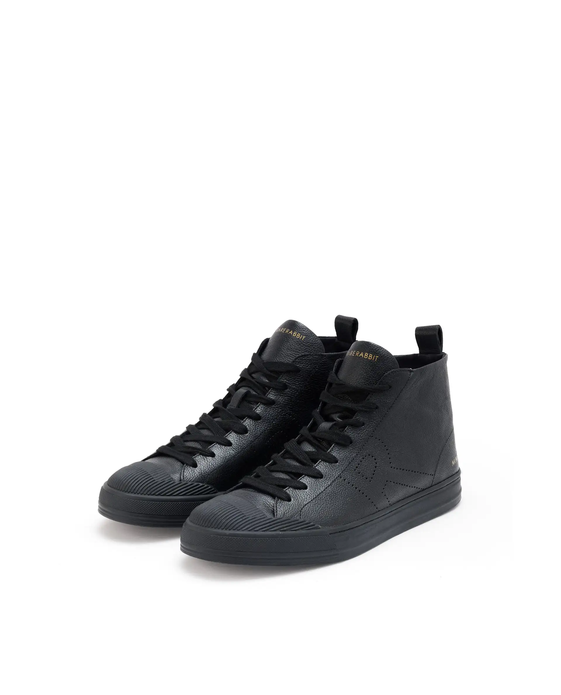 Rare Rabbit Mens Sauron Hi Pro Black Premium Milled Leather Lace Up High Top Round Toe Sneaker Shoes - Image 3