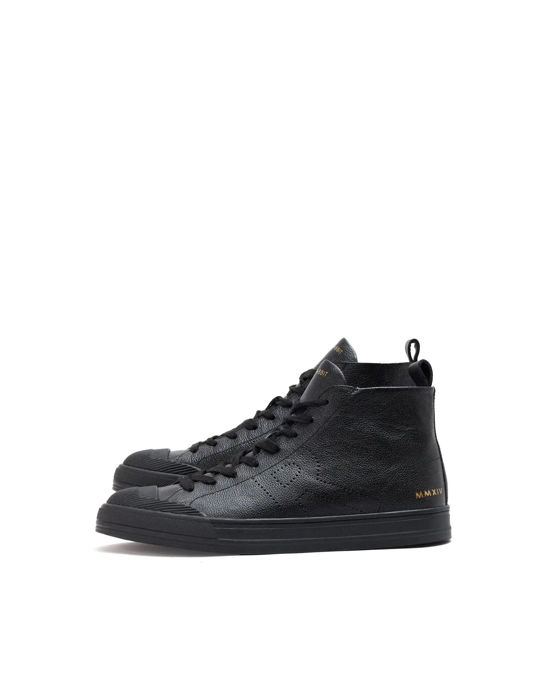 Rare Rabbit Mens Sauron Hi Pro Black Premium Milled Leather Lace Up High Top Round Toe Sneaker Shoes - Image 5