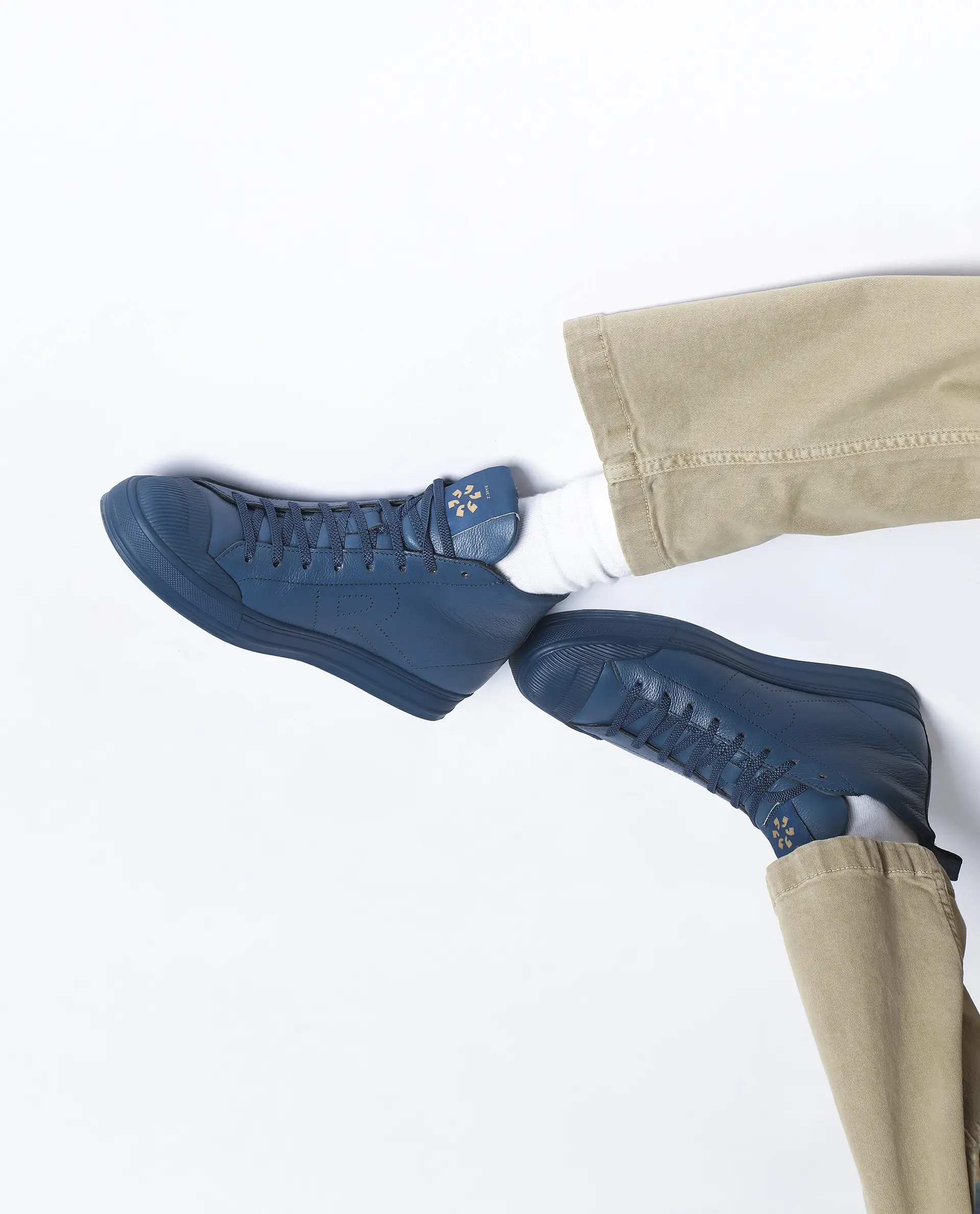 Rare Rabbit Men Sauron Hi Pro Blue Leather Lace-Up Closure Sneaker - Image 2