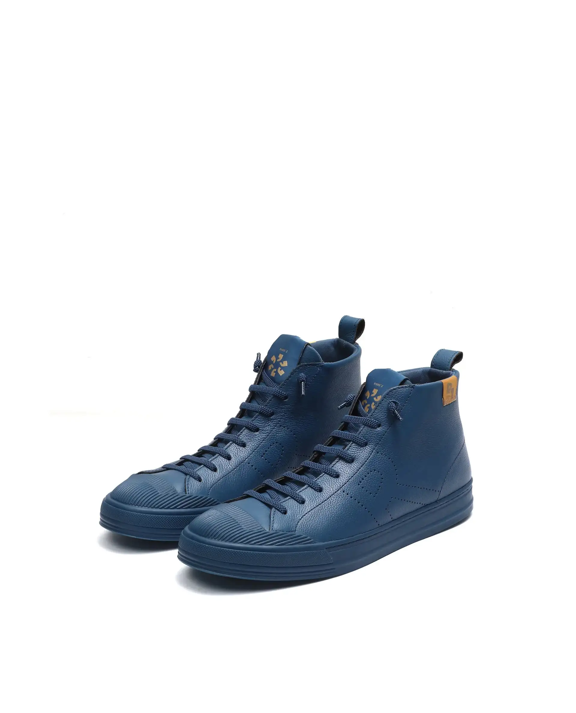 Rare Rabbit Men Sauron Hi Pro Blue Leather Lace-Up Closure Sneaker - Image 3