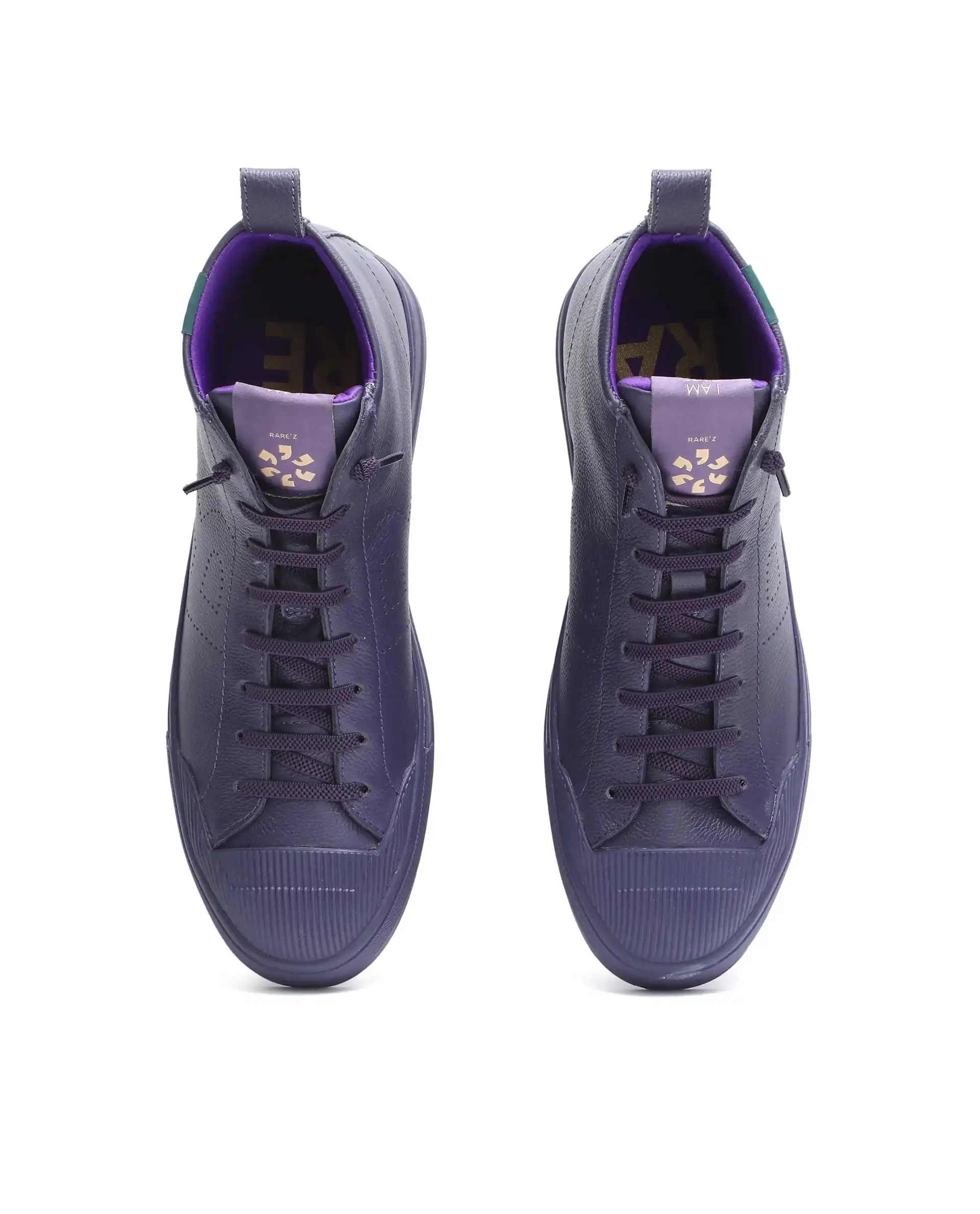 Rare Rabbit Men Sauron Hi Pro Dark Purple Leather Lace-Up Closure Sneaker - Image 4