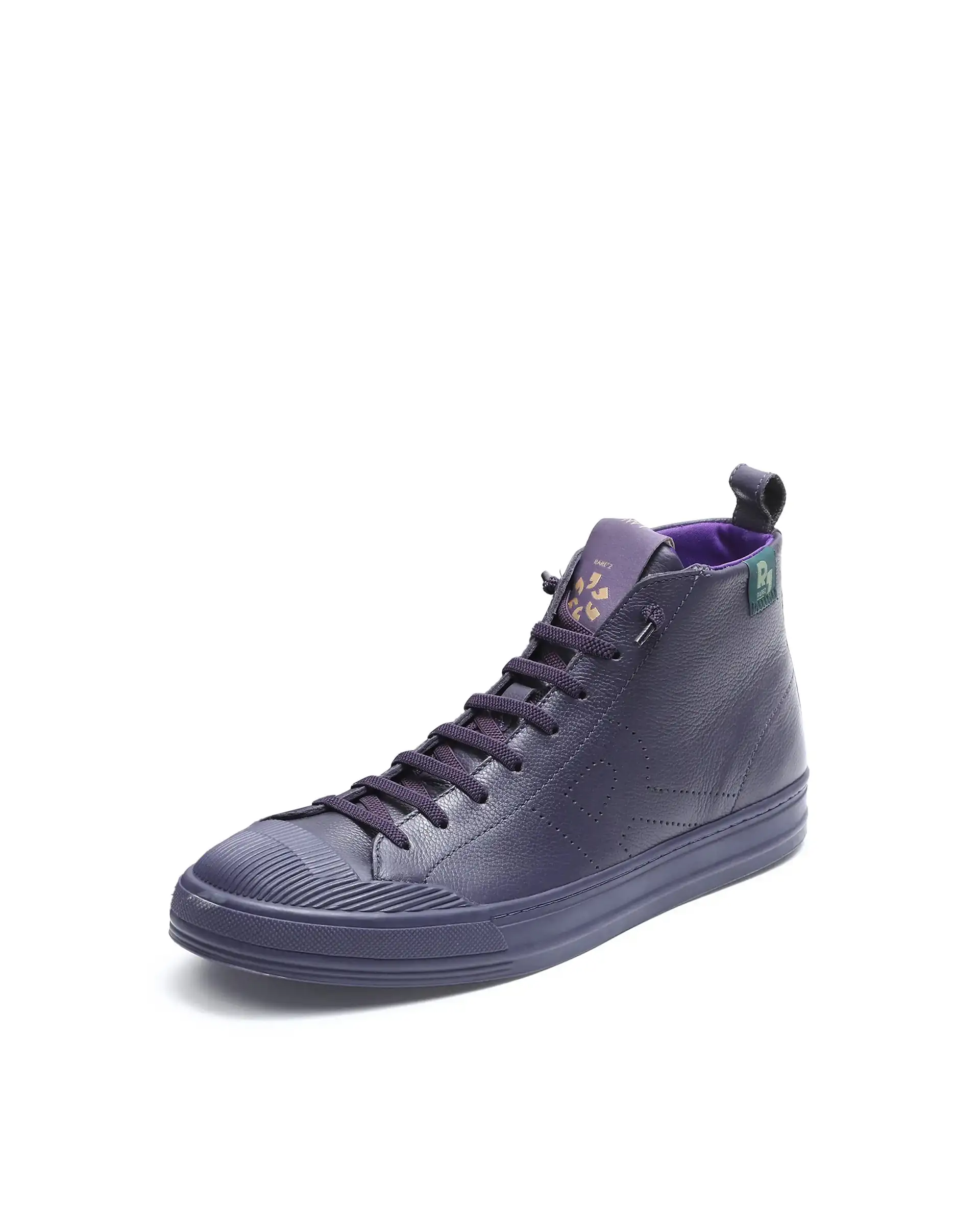 Rare Rabbit Men Sauron Hi Pro Dark Purple Leather Lace-Up Closure Sneaker - Image 8