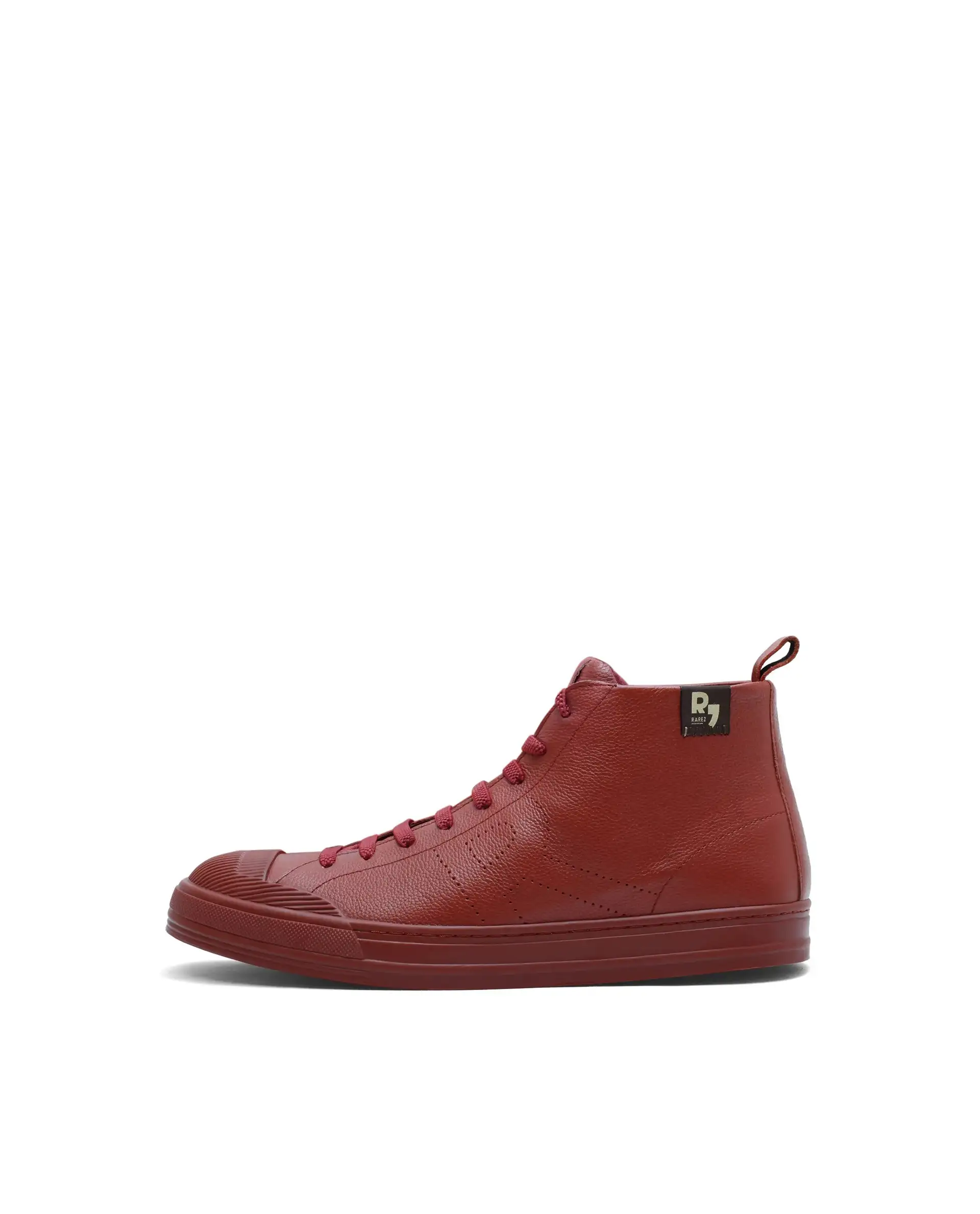 Rare Rabbit Men's Sauron Hi Pro Red Leather Lace-Up Closure Sneaker