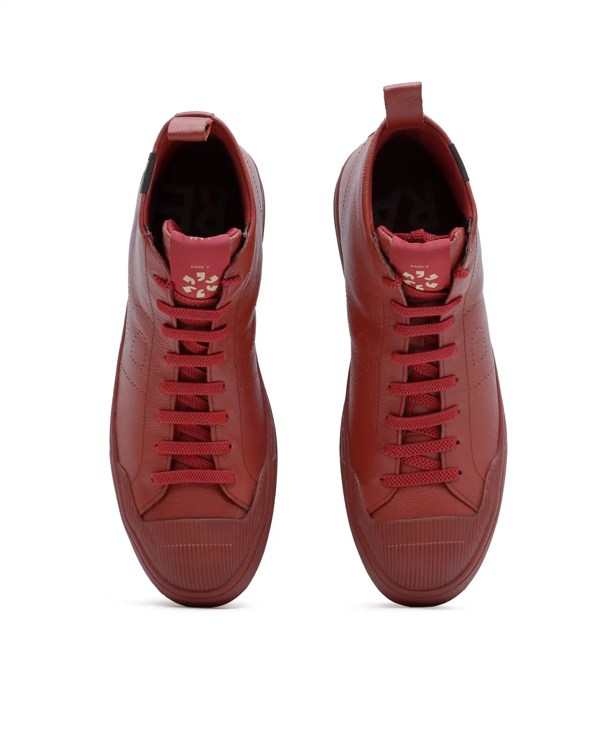 Rare Rabbit Men's Sauron Hi Pro Red Leather Lace-Up Closure Sneaker - Image 4