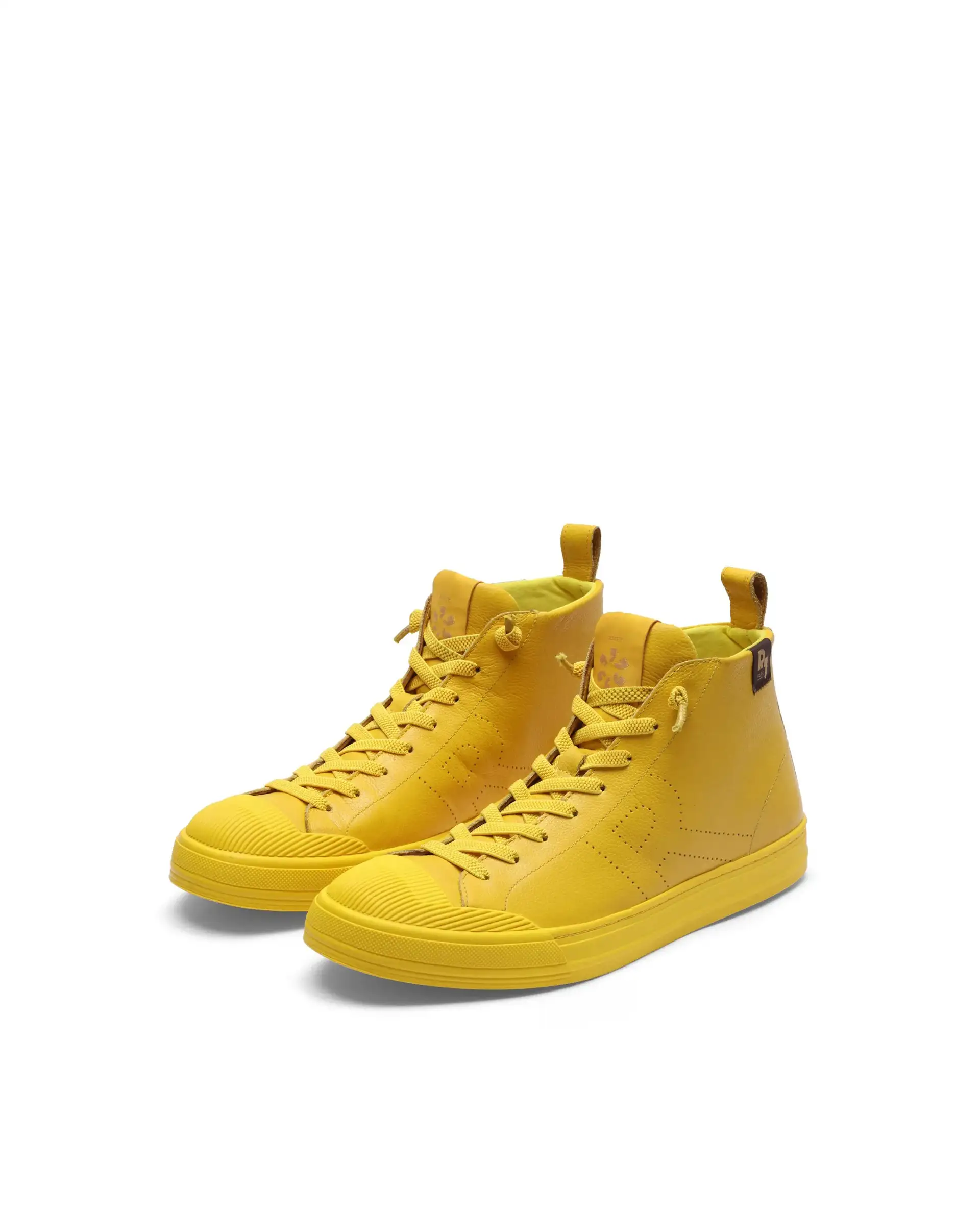Rare Rabbit Men's Sauron Hi Pro Yellow Leather Lace-Up Closure Sneaker - Image 3