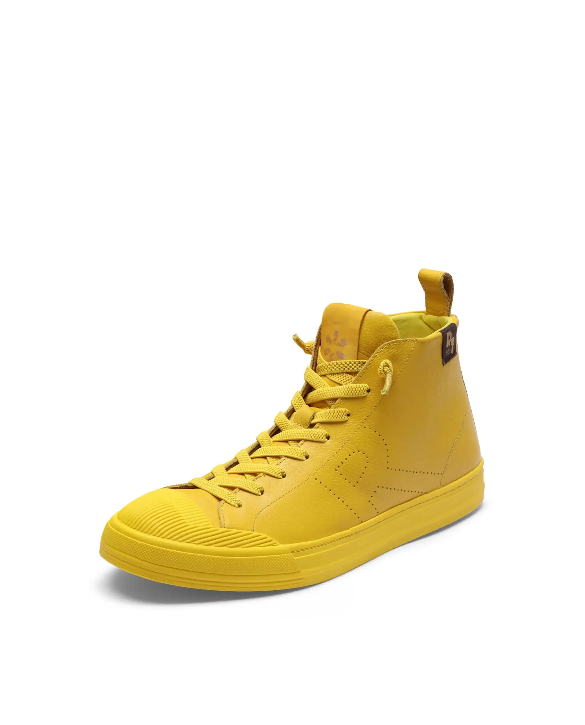 Rare Rabbit Men's Sauron Hi Pro Yellow Leather Lace-Up Closure Sneaker - Image 4