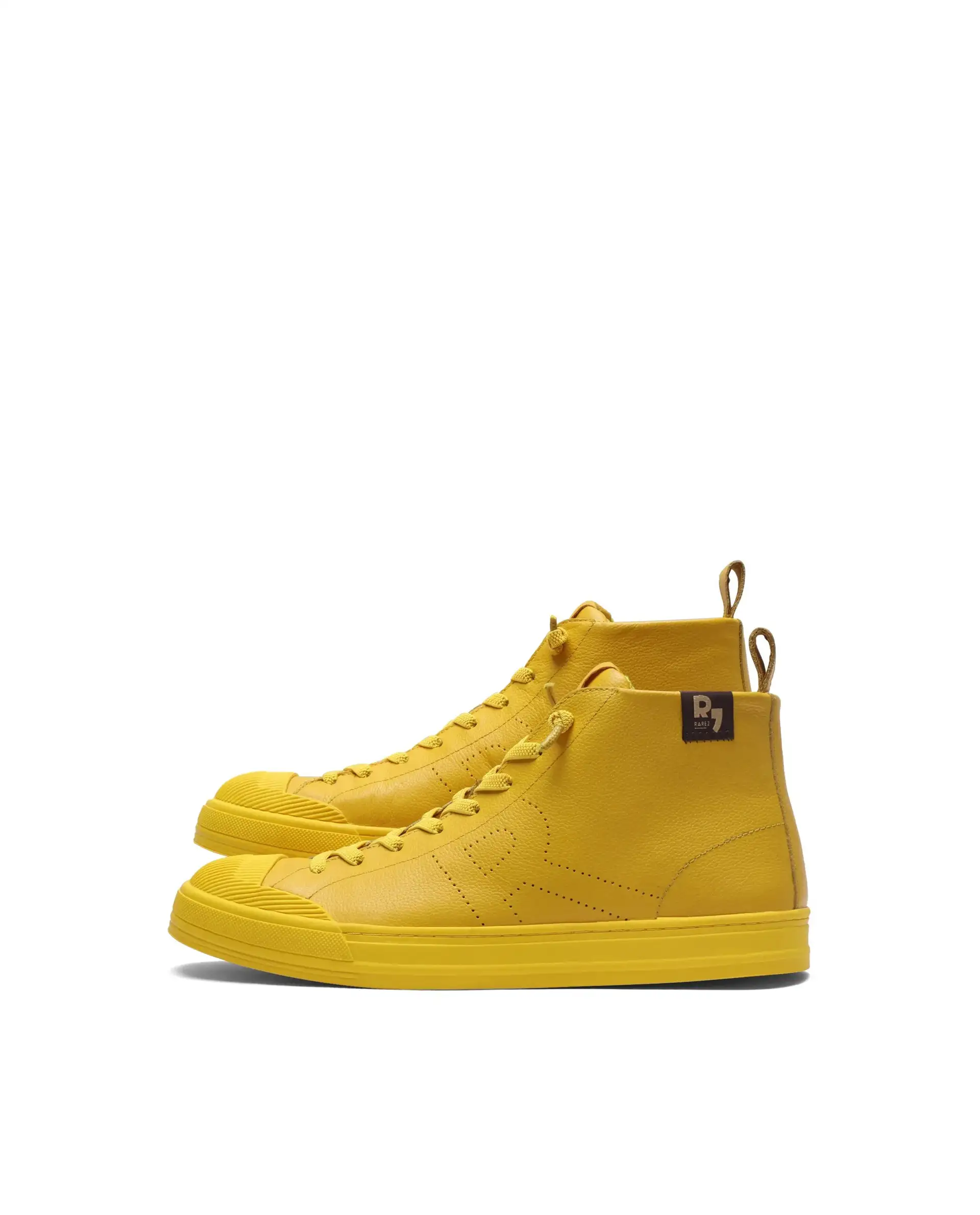Rare Rabbit Men's Sauron Hi Pro Yellow Leather Lace-Up Closure Sneaker - Image 5