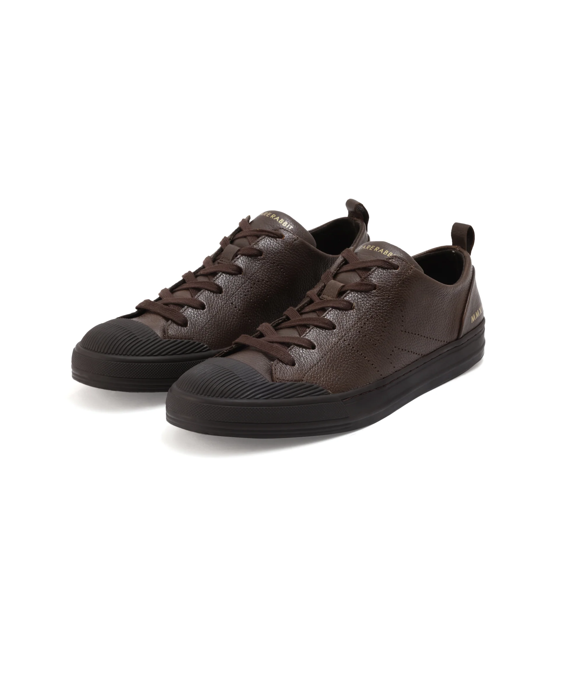 Rare Rabbit Mens Sauron Pro Dark Brown Premium Milled Leather Lace Up Low Top Round Toe Sneaker Shoes - Image 3