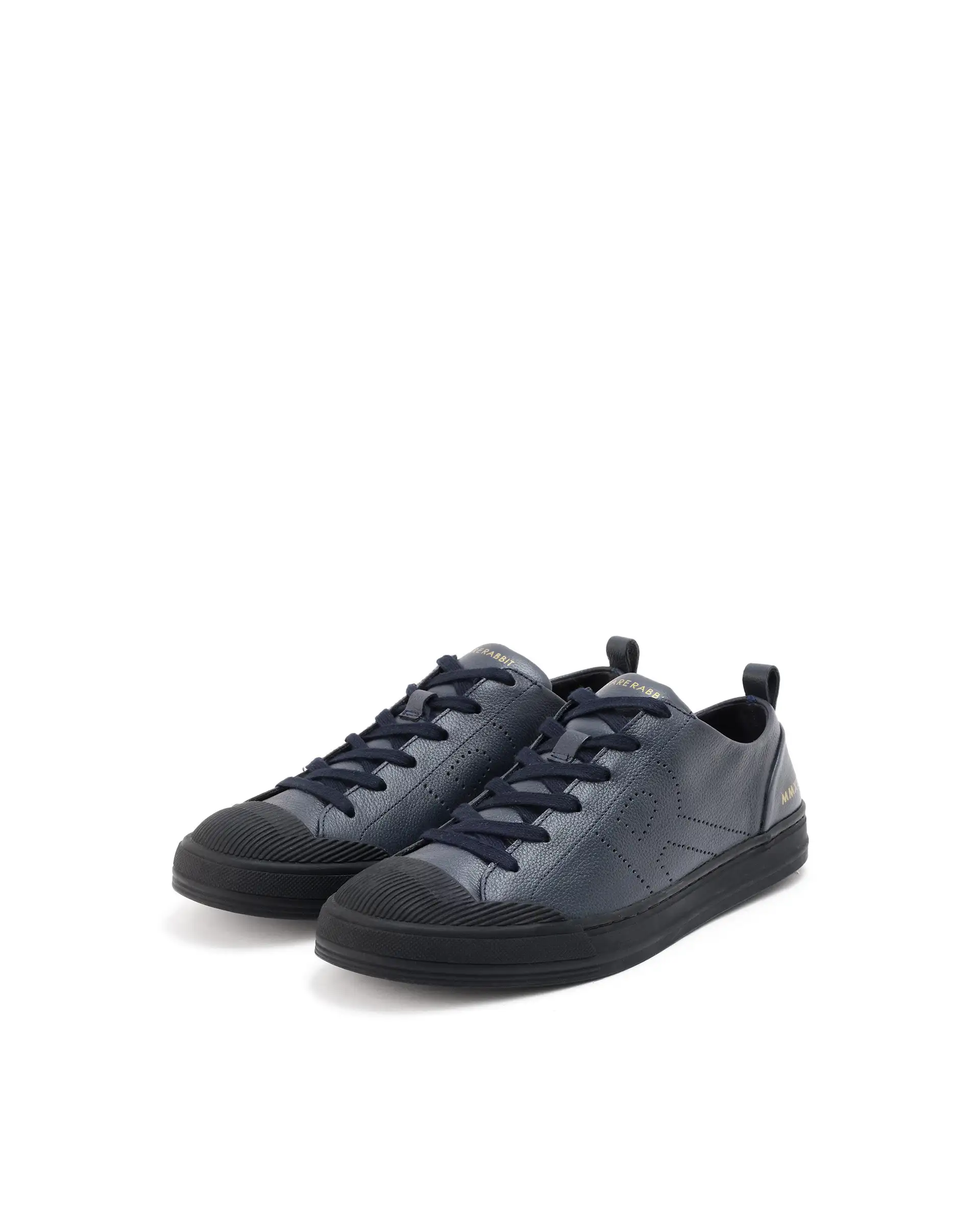 Rare Rabbit Mens Sauron Pro Navy Premium Milled Leather Lace Up Low Top Round Toe Sneaker Shoes - Image 3