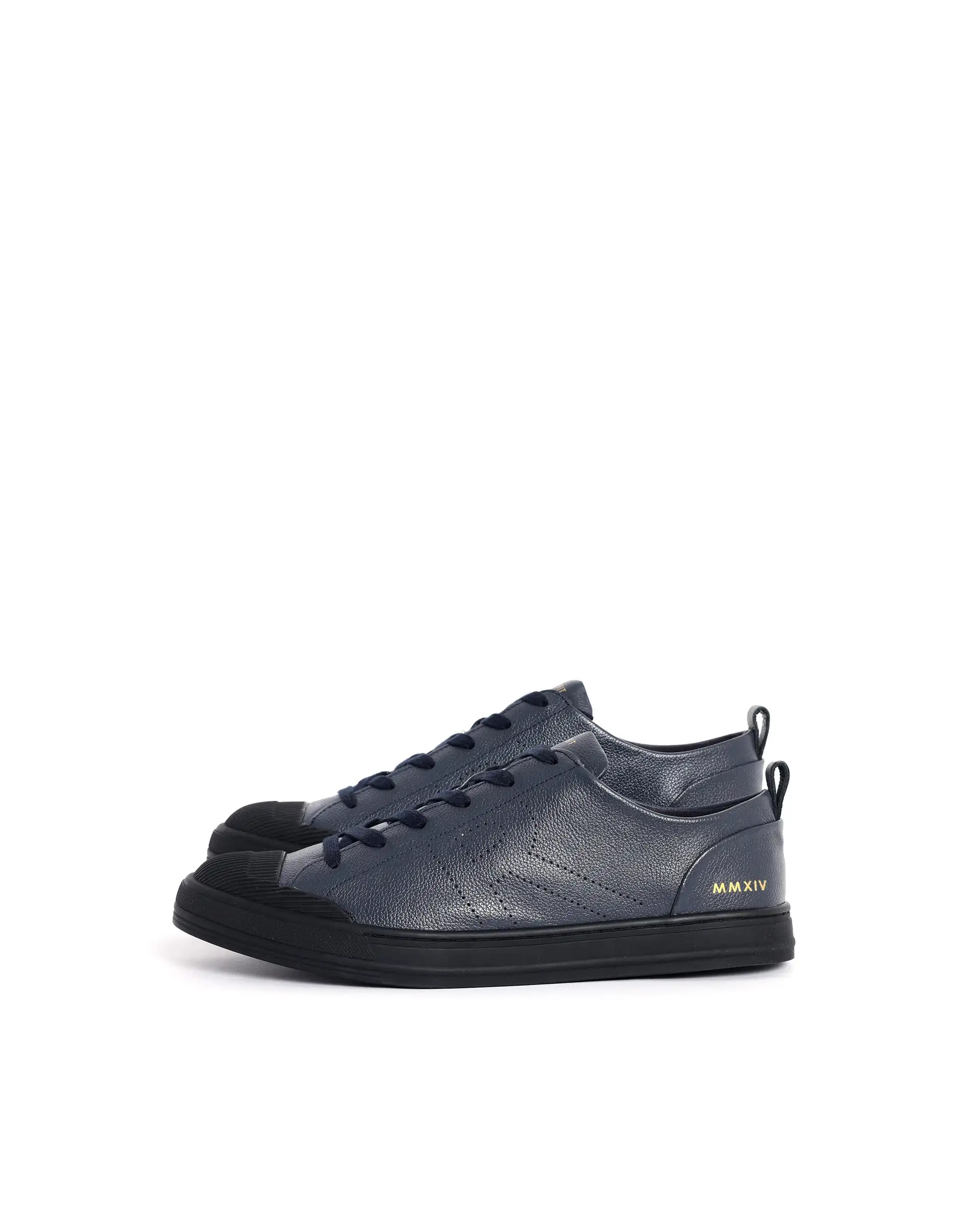 Rare Rabbit Mens Sauron Pro Navy Premium Milled Leather Lace Up Low Top Round Toe Sneaker Shoes - Image 5