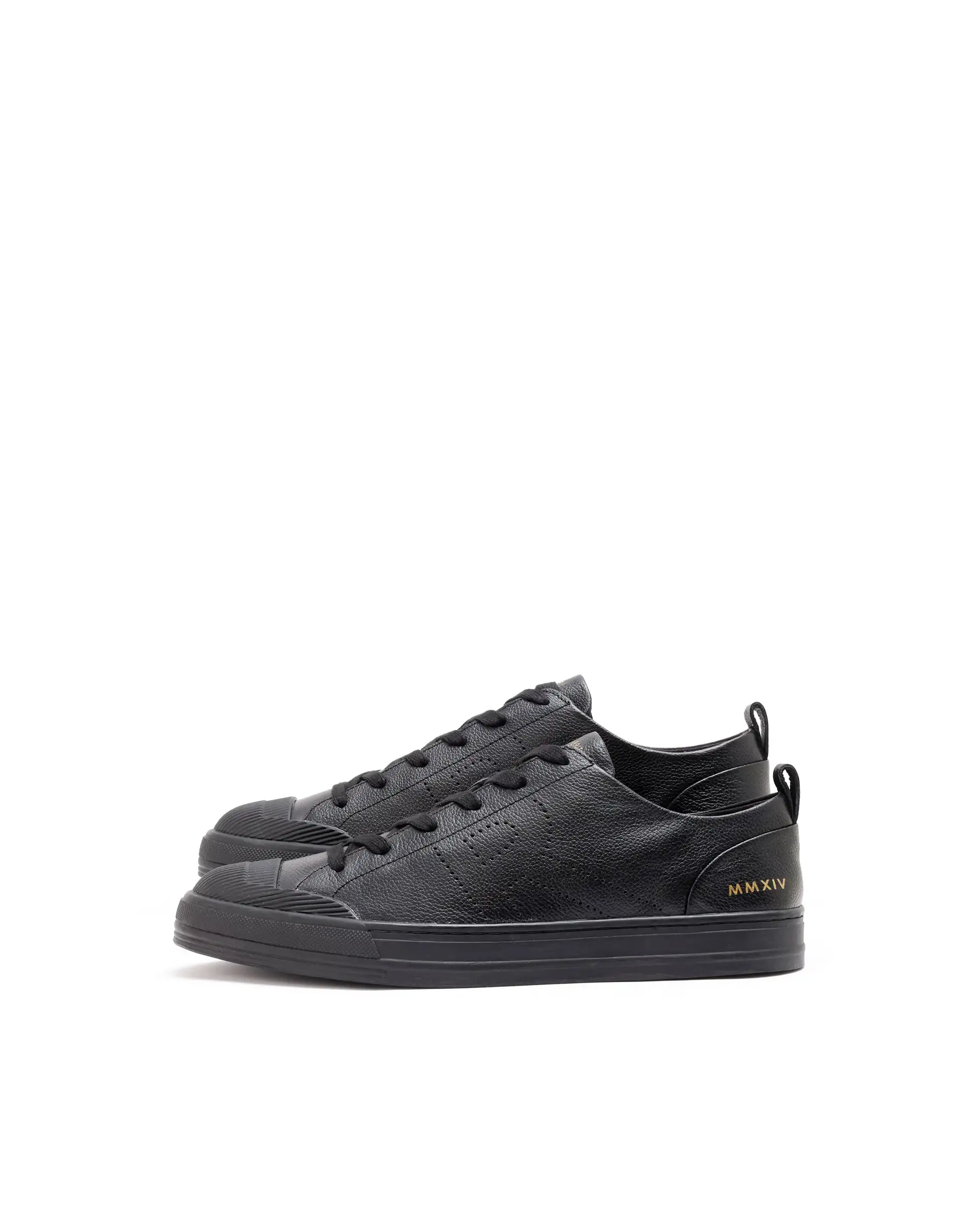Rare Rabbit Mens Sauron Pro Black Premium Milled Leather Lace Up Low Top Round Toe Sneaker Shoes - Image 5