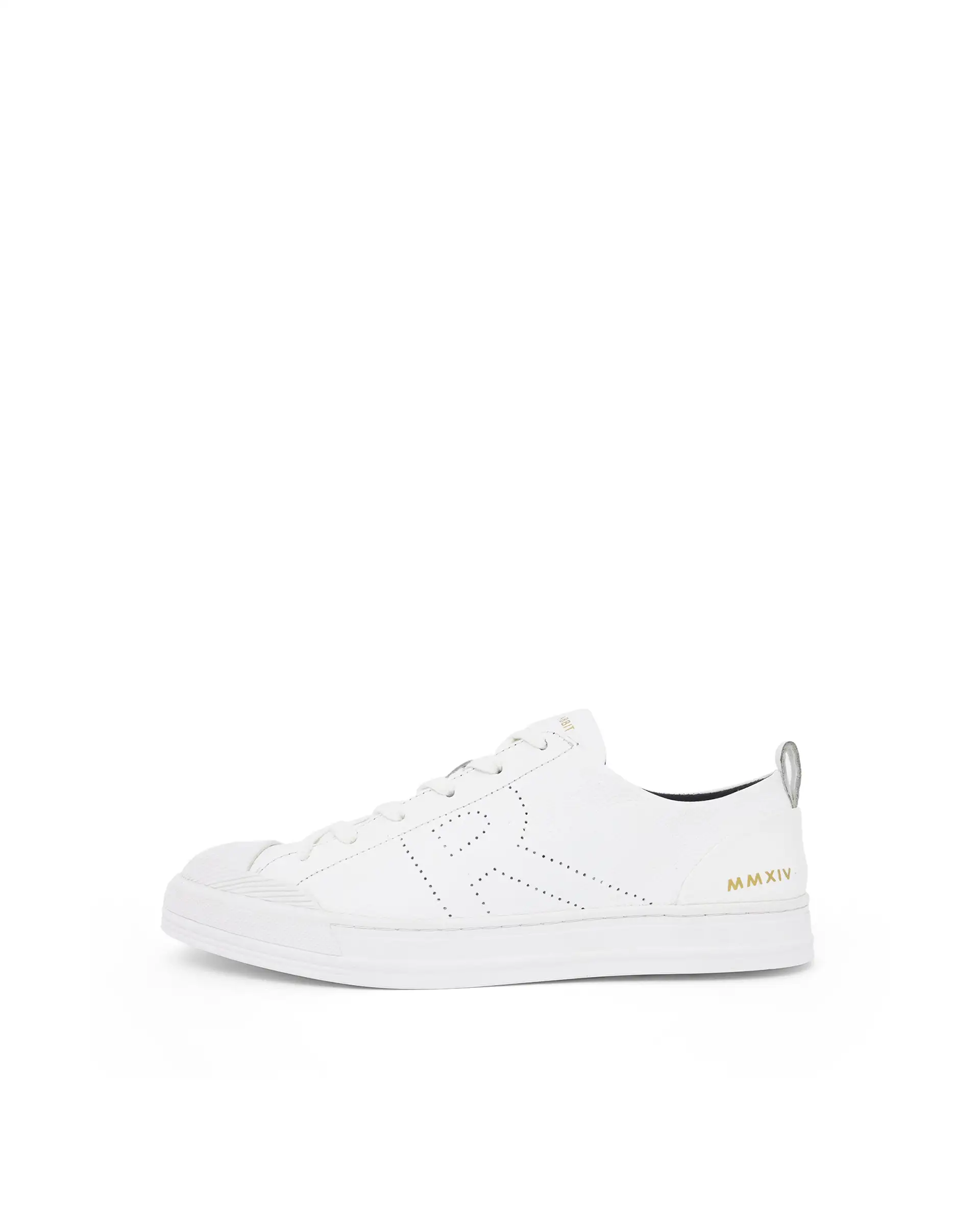 Rare Rabbit Mens Sauron Pro White Premium Milled Leather Lace Up Low Top Round Toe Sneaker Shoes