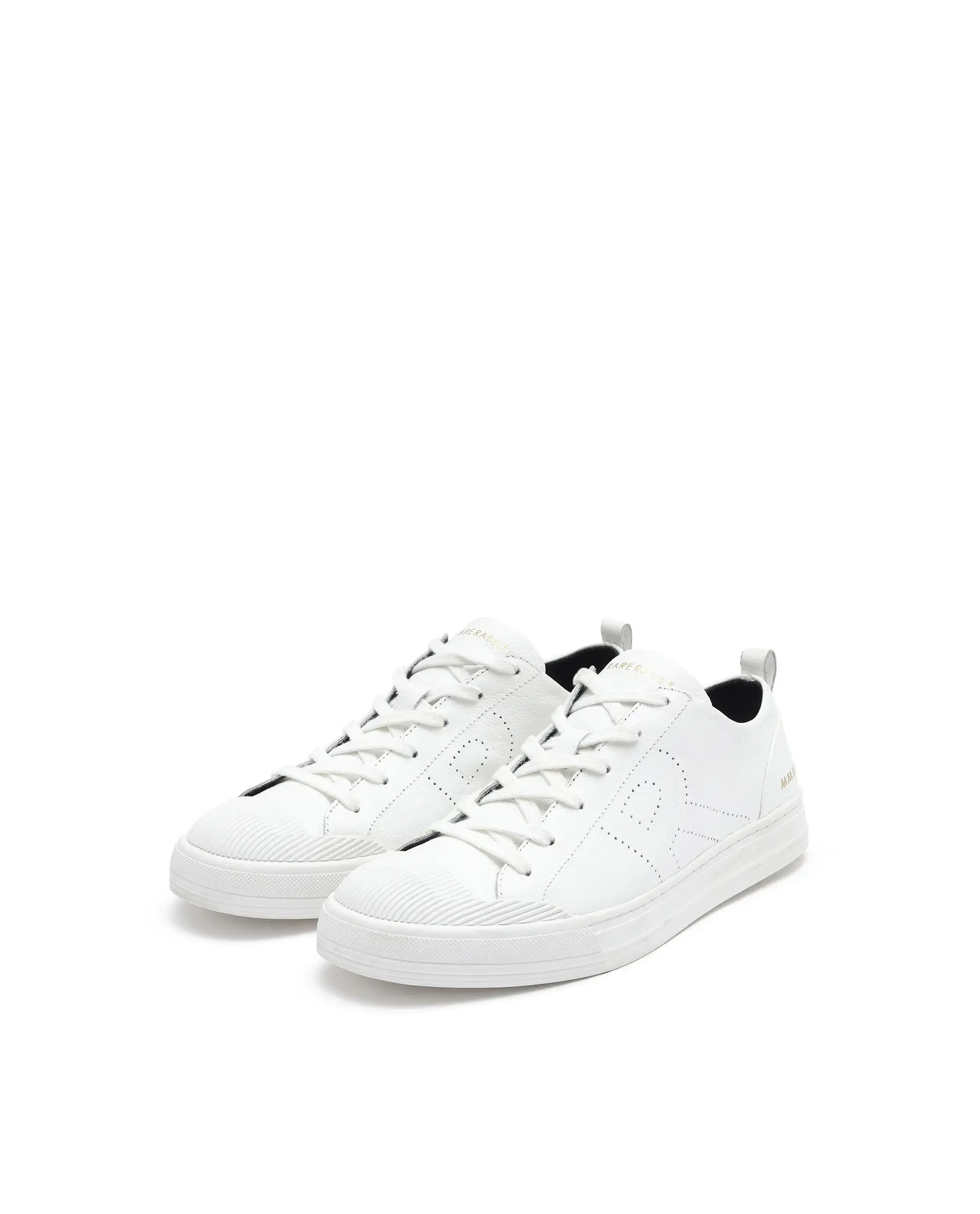 Rare Rabbit Mens Sauron Pro White Premium Milled Leather Lace Up Low Top Round Toe Sneaker Shoes - Image 3