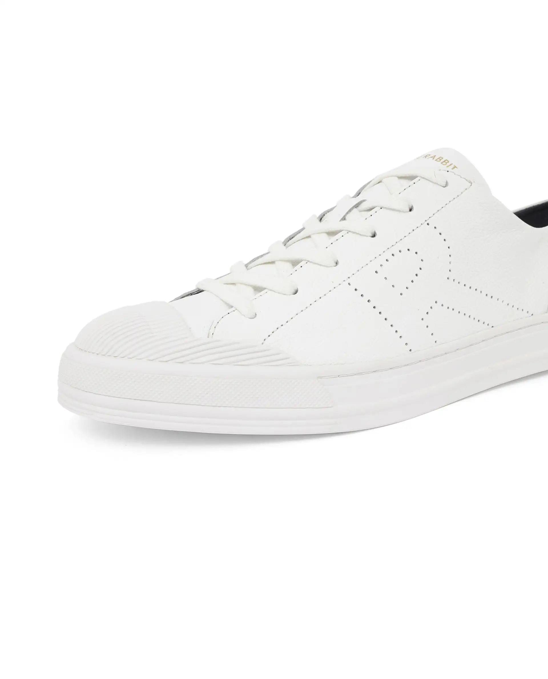 Rare Rabbit Mens Sauron Pro White Premium Milled Leather Lace Up Low Top Round Toe Sneaker Shoes - Image 4