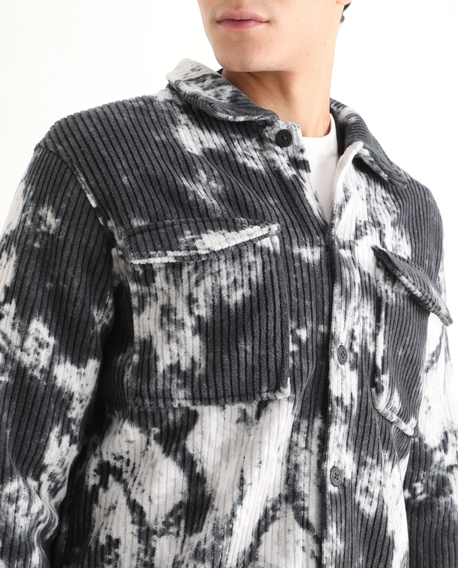 Rare Rabbit Men's Saurv Black Polyester Printed Regular Fit Full Sleeve Spread Collar Jacket - Image 3