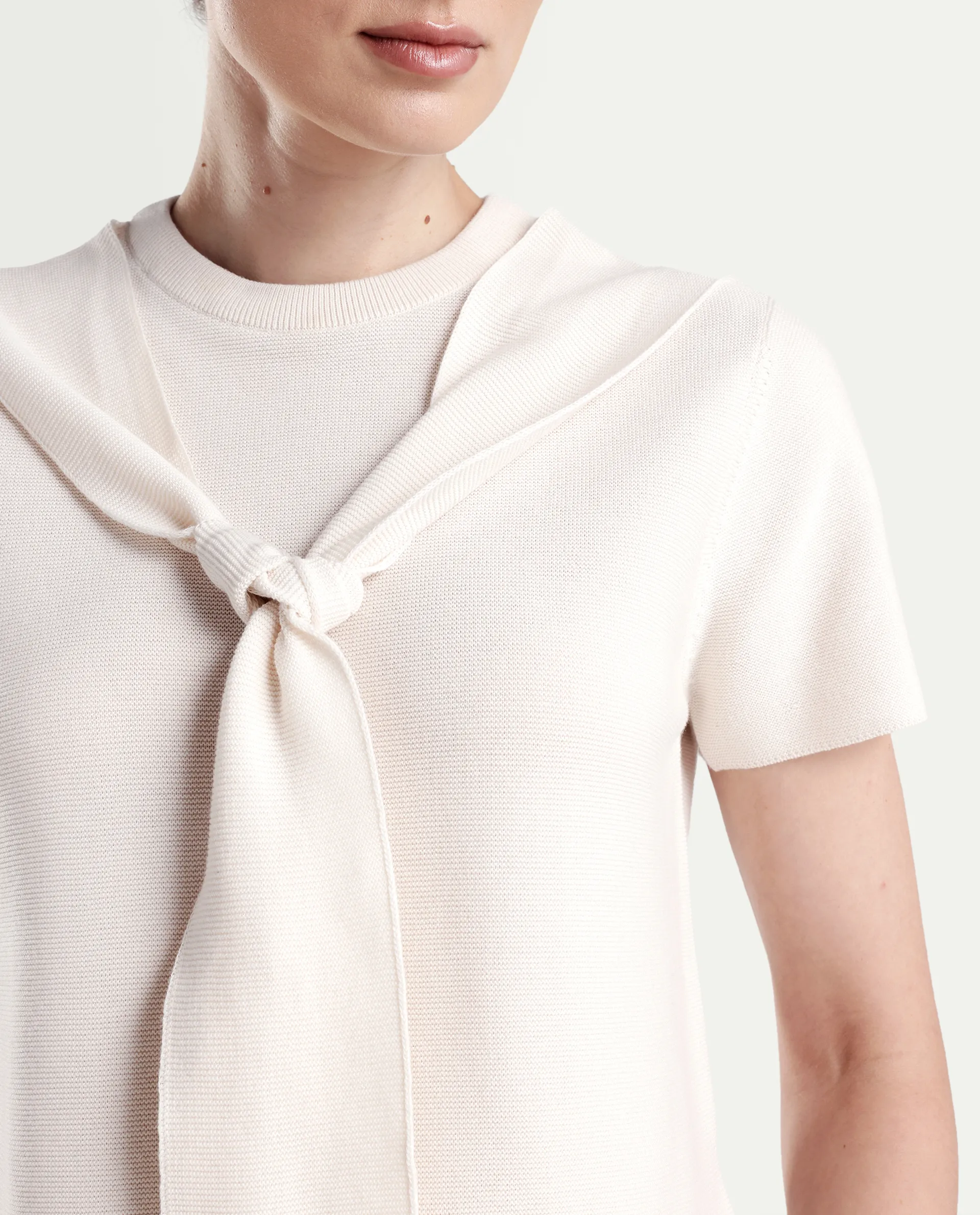 Rareism Women's Sava Off White Cotton Half Sleeve Cowl Neck Regular Fit Plain Top - Image 4