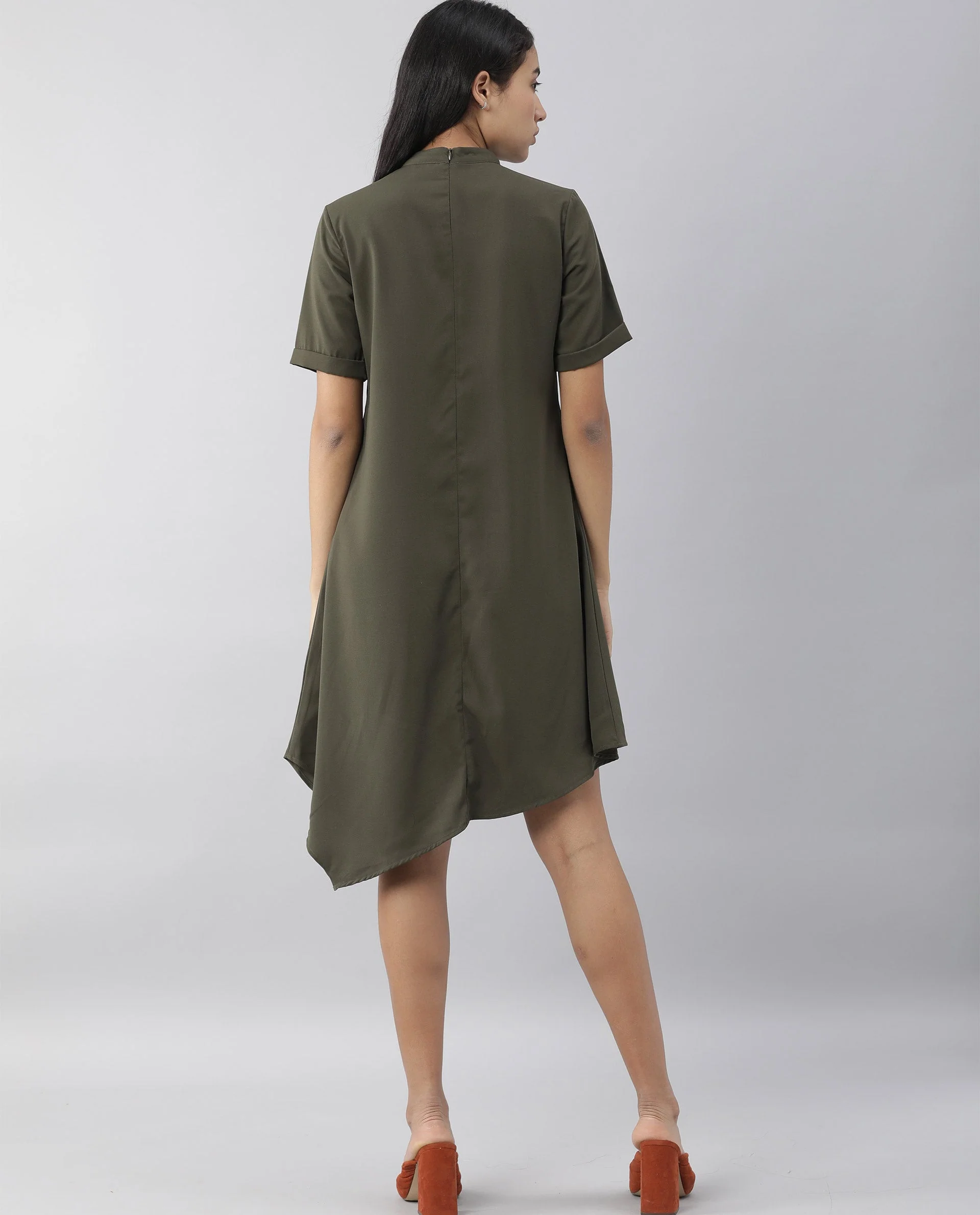 Rareism Women Savce Green Dress Short Sleeves Solid - Image 10