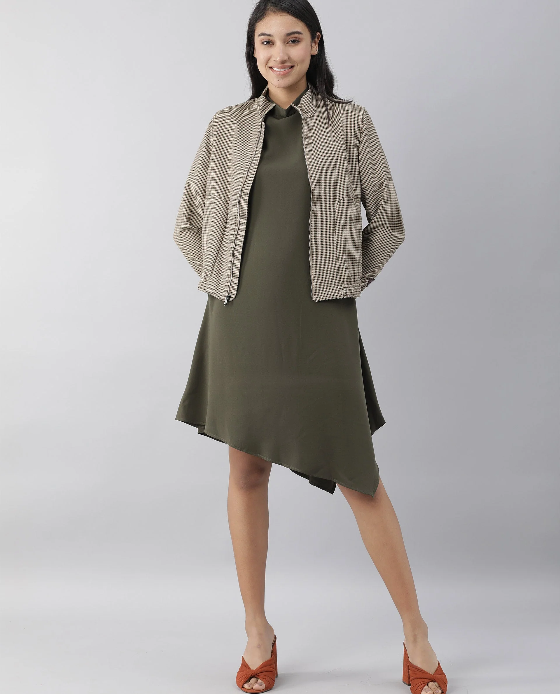 Rareism Women Savce Green Dress Short Sleeves Solid - Image 8