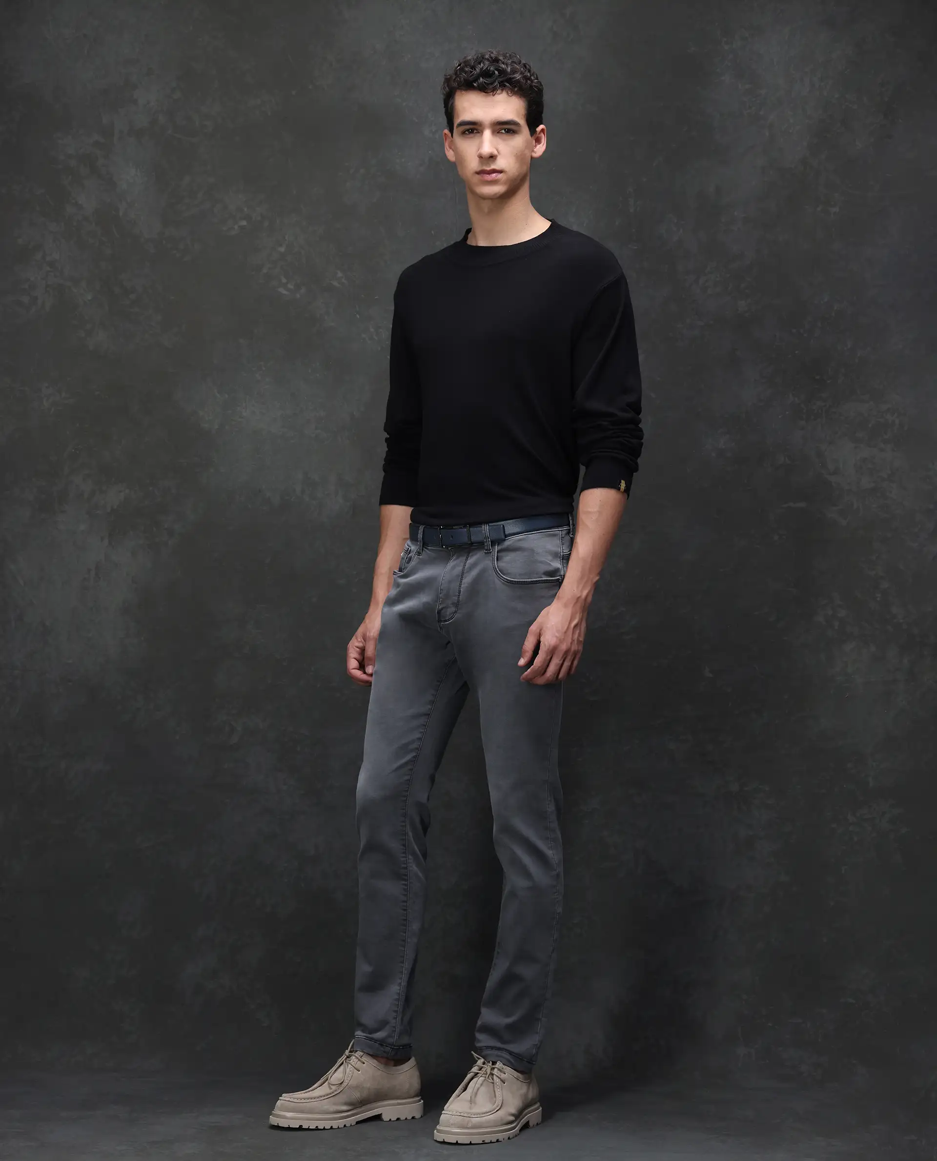 Rare Rabbit Men's Savoy Light Grey Cotton Blend Plain Hawk Slim Fit Jeans - Image 4