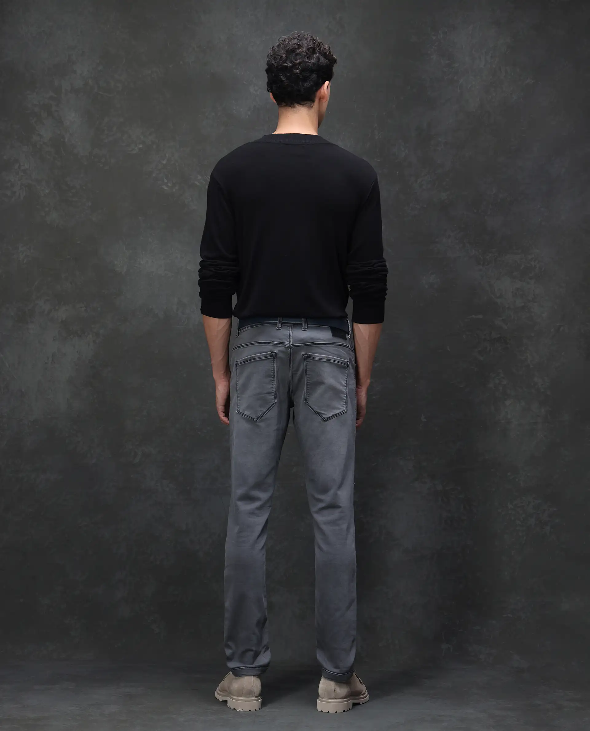 Rare Rabbit Men's Savoy Light Grey Cotton Blend Plain Hawk Slim Fit Jeans - Image 8