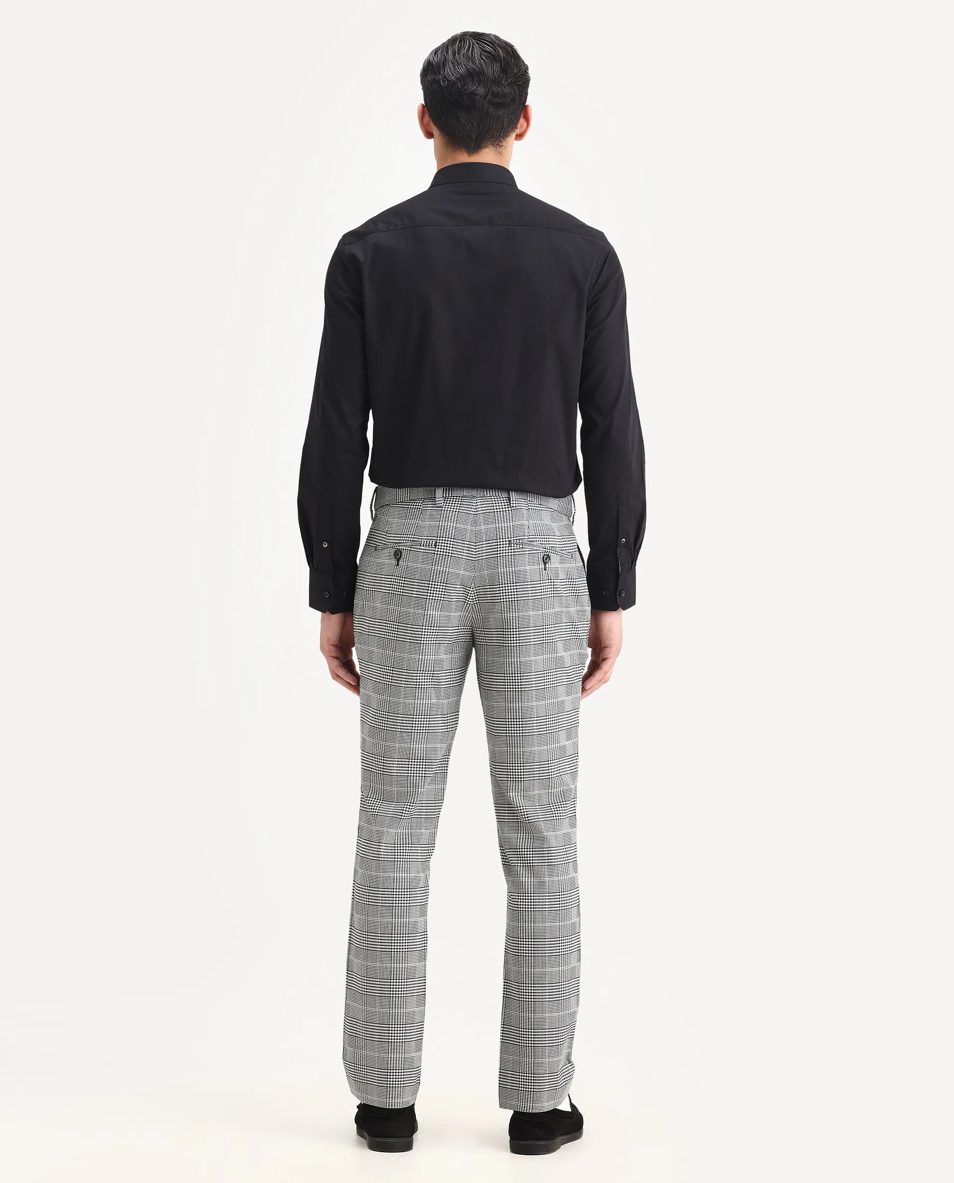 Rare Rabbit Men's Savvet Grey Polyester Checked Print Regular Fit Trouser - Image 7