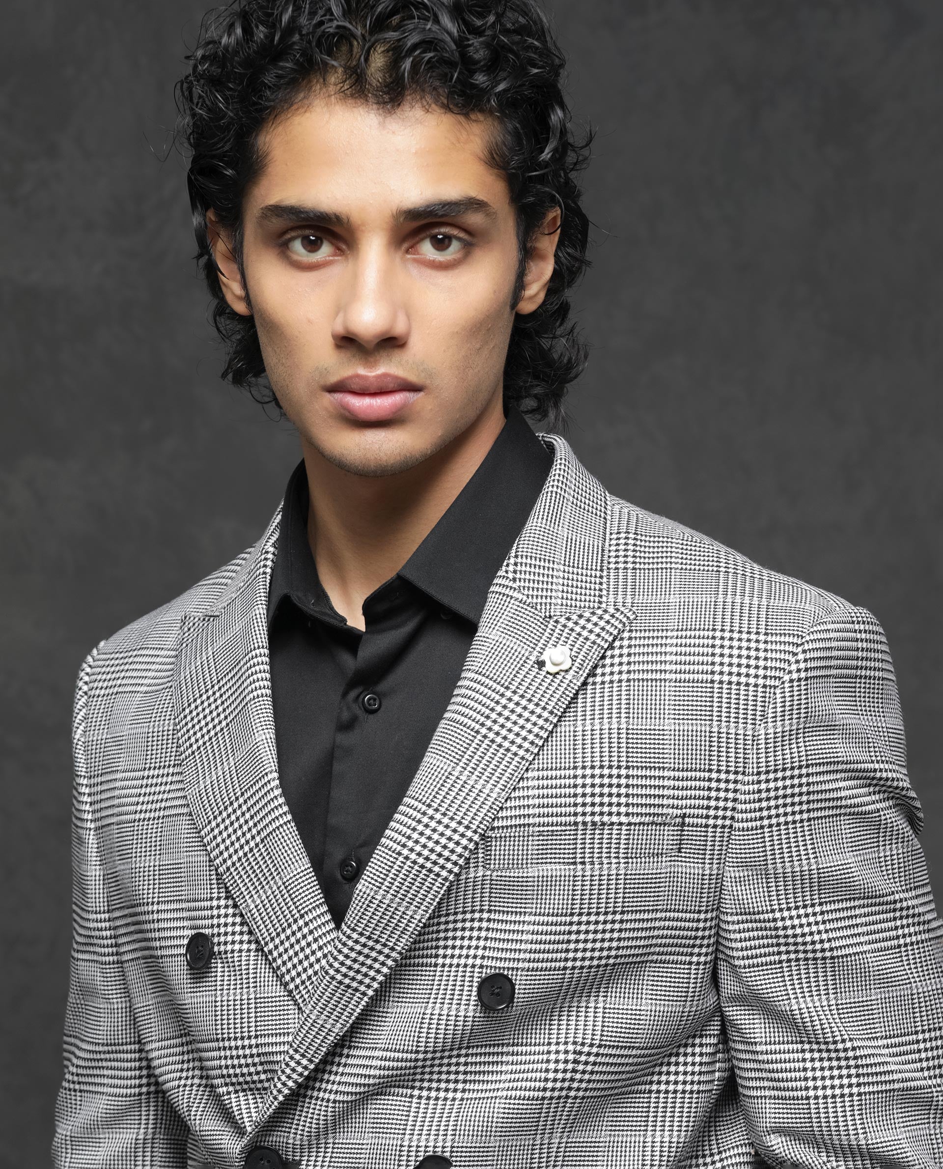 Rare Rabbit Men's Savyy Grey Polyester Checked Print Tailored Fit Full Sleeve Lapel Neck Suits - Image 6