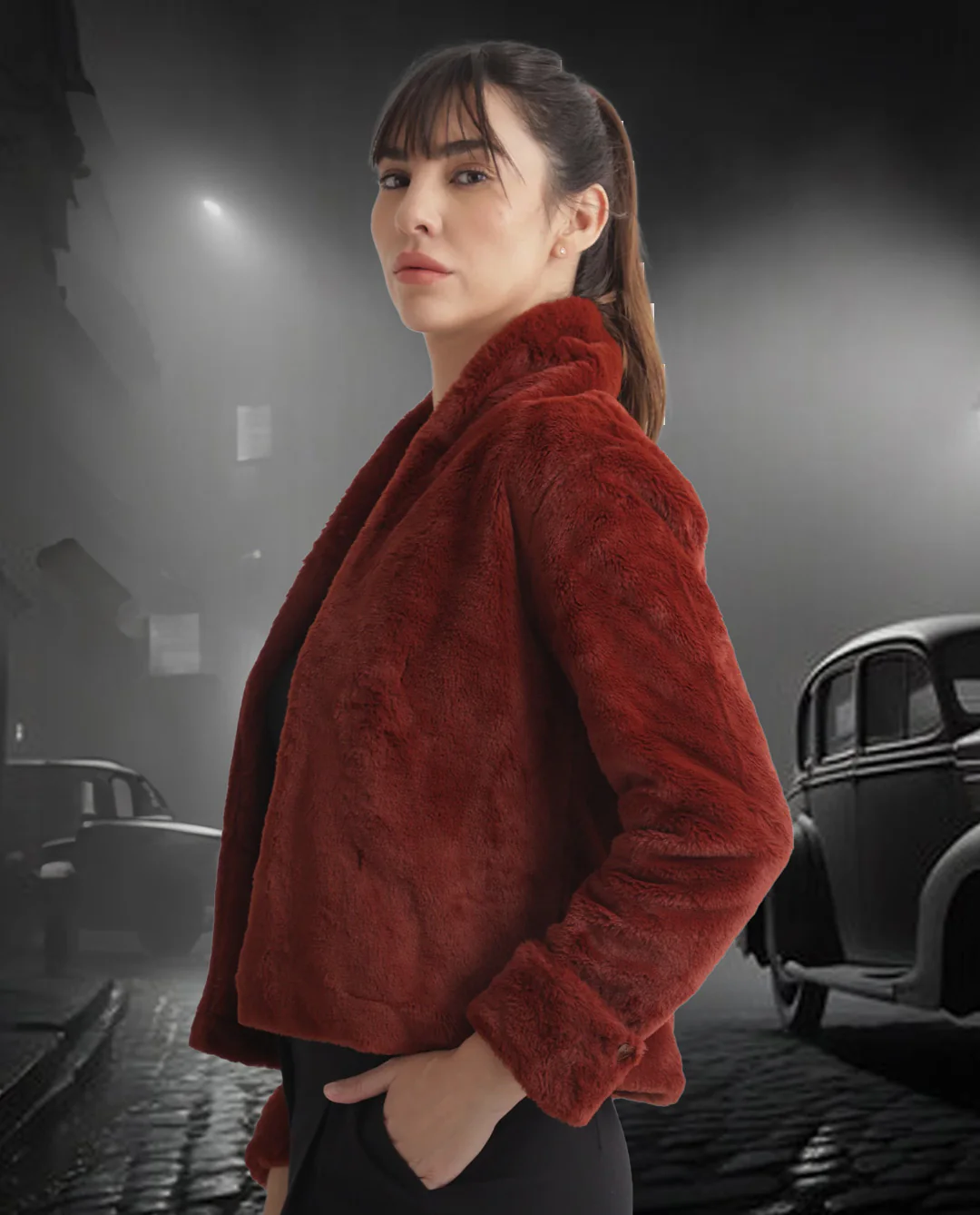 Rareism Women's Schella Rust Polyester High Neck Plain Regular Fit Jacket - Image 11
