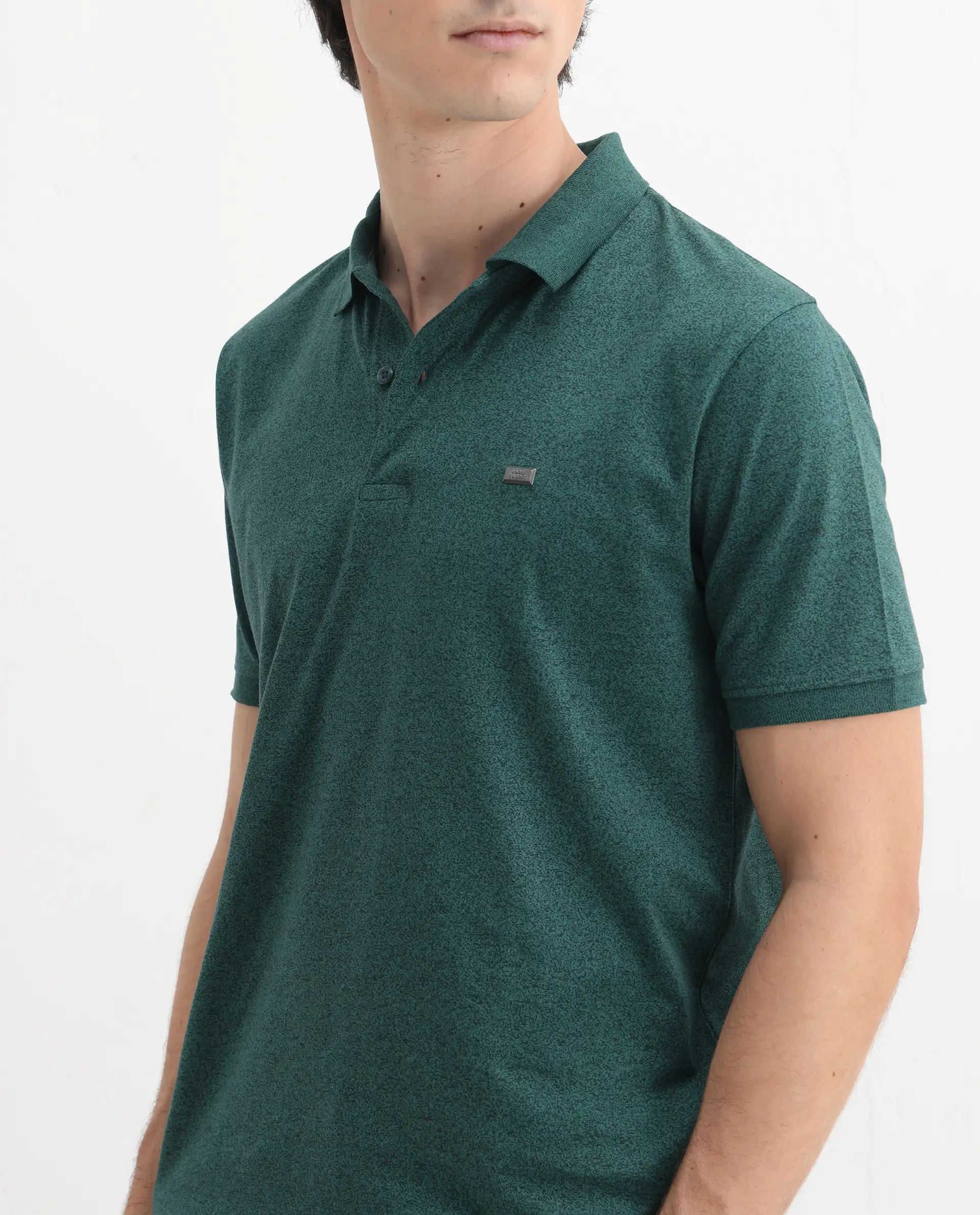 Rare Rabbit Men's Schop Dark Green Cotton Plain Regular Fit Half Sleeve Polo - Image 3