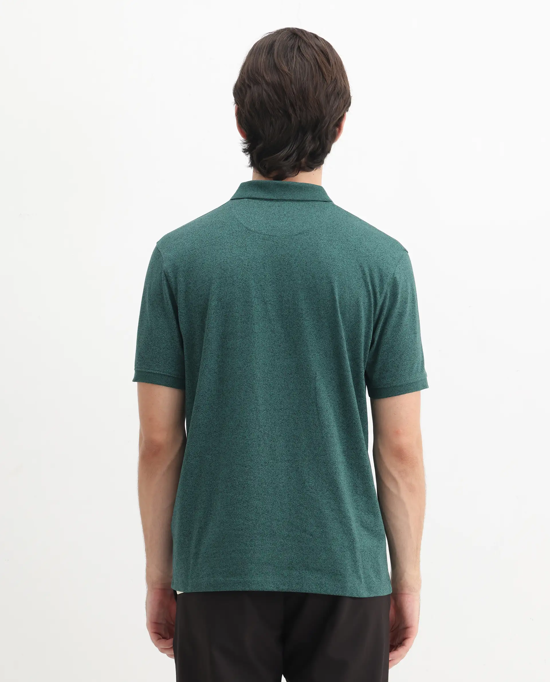 Rare Rabbit Men's Schop Dark Green Cotton Plain Regular Fit Half Sleeve Polo - Image 4