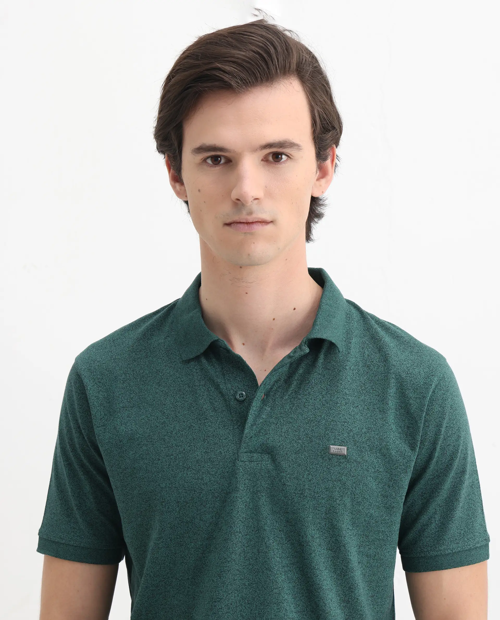 Rare Rabbit Men's Schop Dark Green Cotton Plain Regular Fit Half Sleeve Polo - Image 8