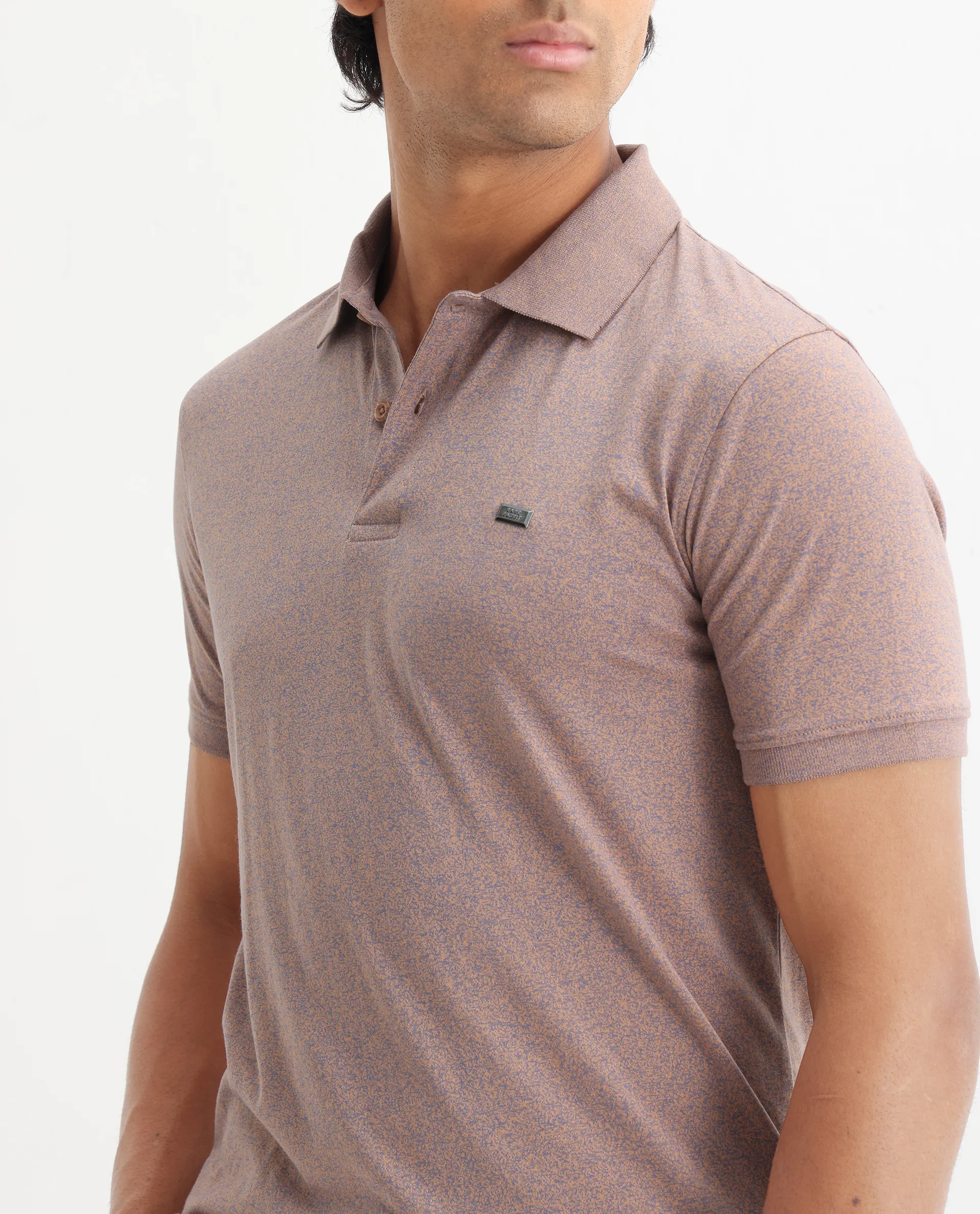Rare Rabbit Men's Schop Dark Orange Cotton Plain Regular Fit Half Sleeve Polo - Image 5