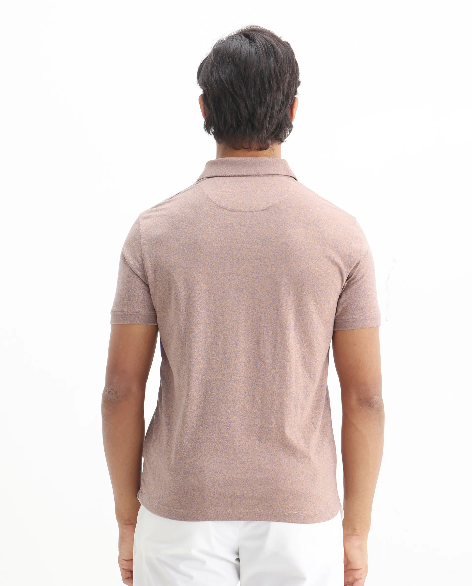Rare Rabbit Men's Schop Dark Orange Cotton Plain Regular Fit Half Sleeve Polo - Image 6