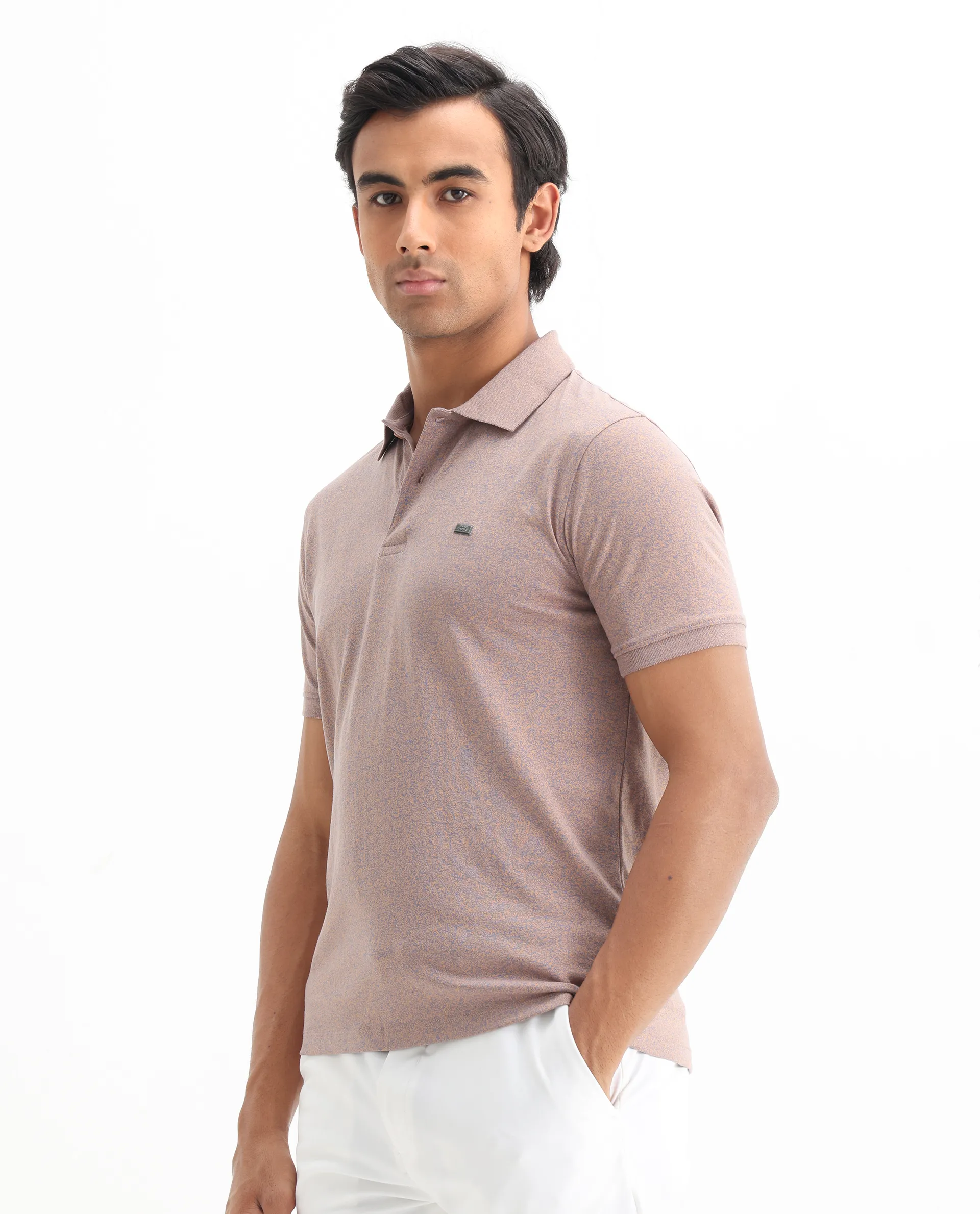 Rare Rabbit Men's Schop Dark Orange Cotton Plain Regular Fit Half Sleeve Polo - Image 7