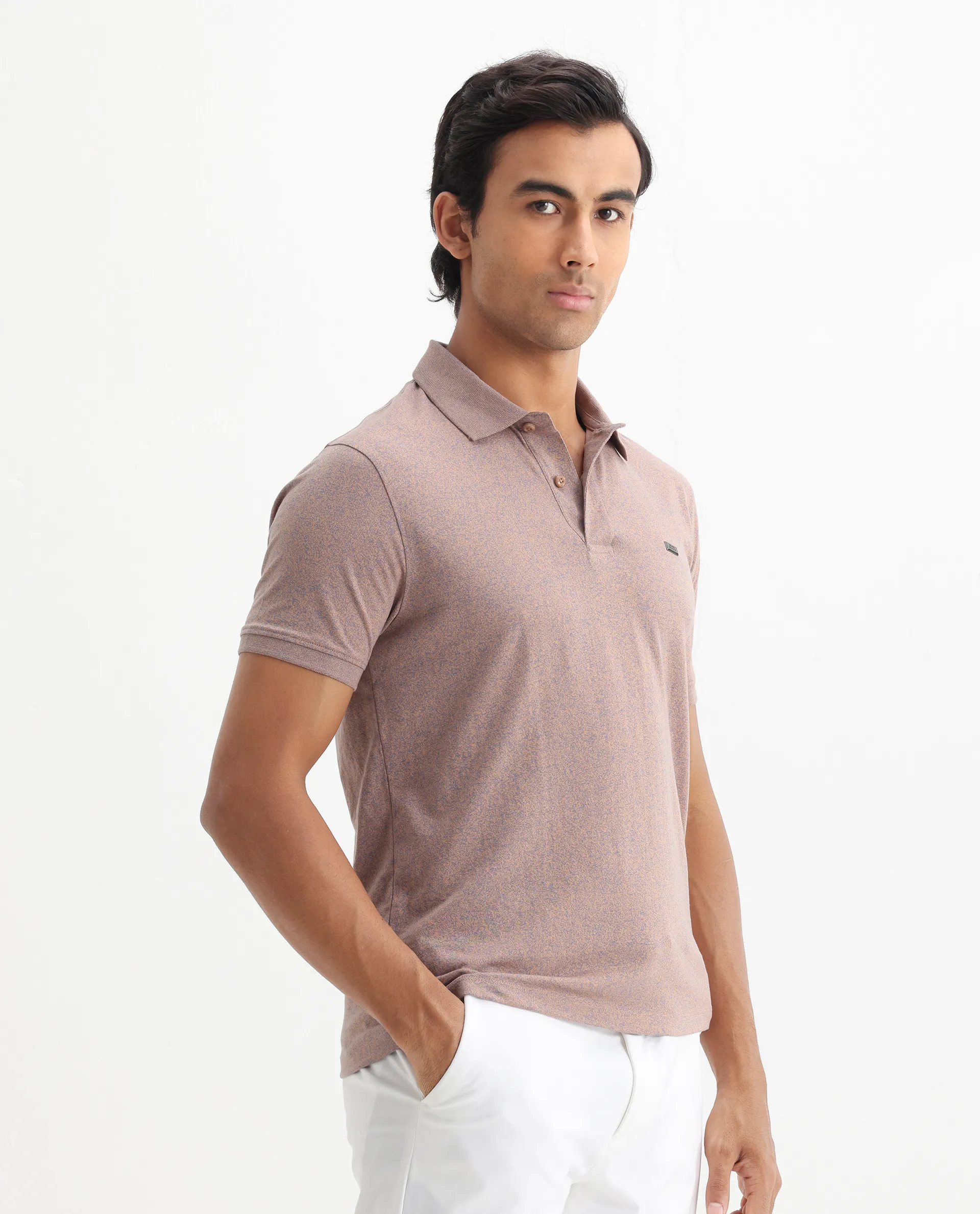 Rare Rabbit Men's Schop Dark Orange Cotton Plain Regular Fit Half Sleeve Polo - Image 8
